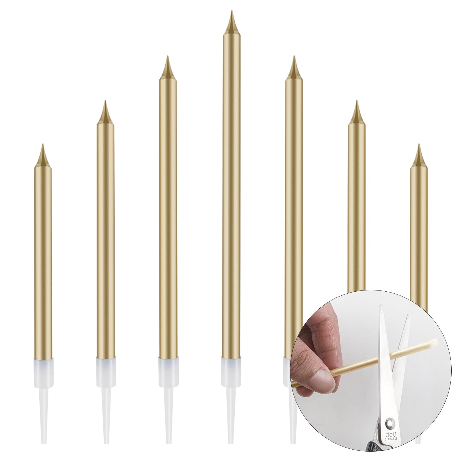48 Pcs Gold Birthday Candles - Long Tall Cake Candles for Birthday Wedding Party Decorations, Champagne Gold Candles for Cakes, Cupcakes & Desserts
