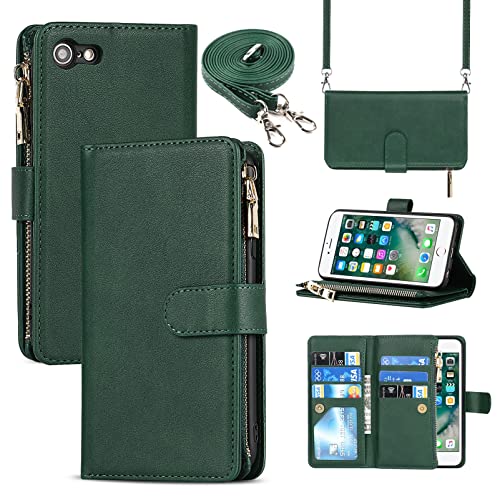 9 Card Slots Lanyard Dark Green