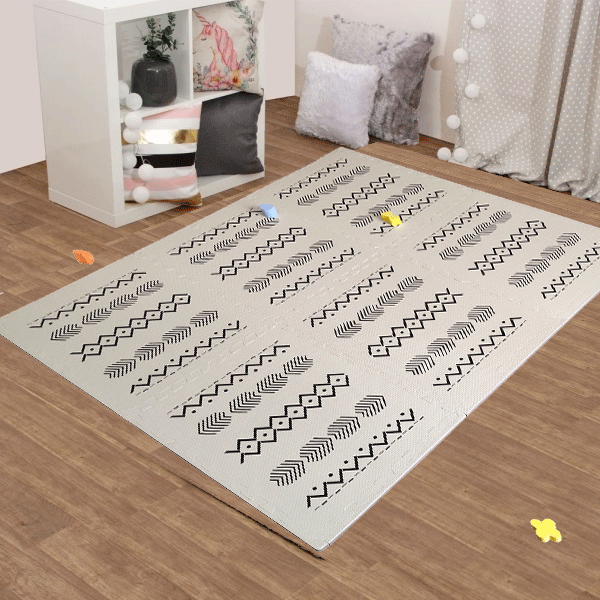 Non-Slip Tribal Design EVA Foam Puzzle Mat Tiles - Interlocking Floor Tiles for Kids Playroom, Gym, and Nursery - Soft & Durable Play Mat for Baby Crawling and Toddler Safety
