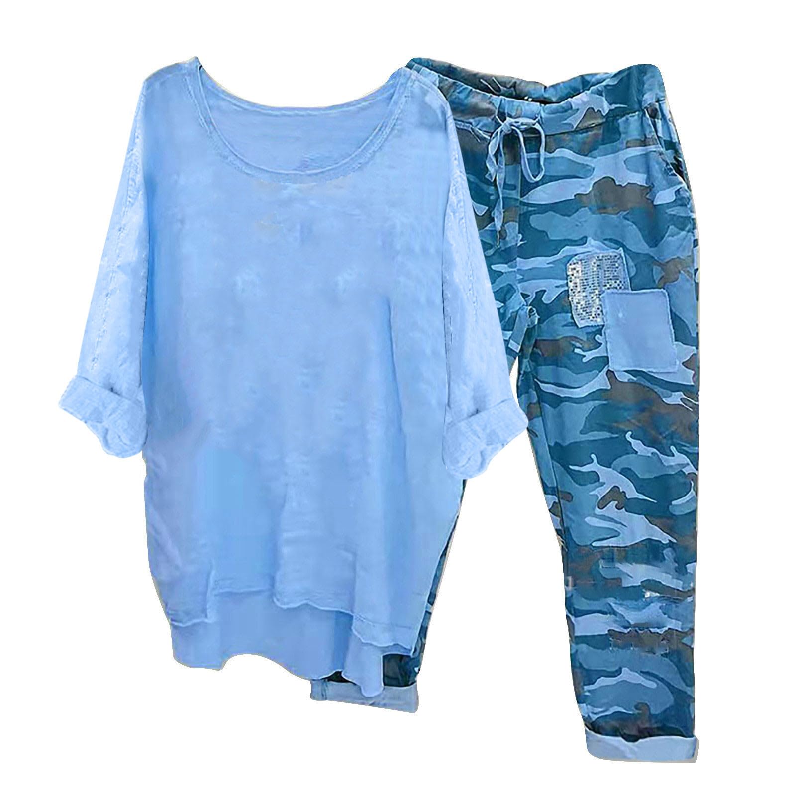 Women's Casual Lounge Wear Sets - 100% Cotton Linen Jogging Suits & Wide Leg Pants | Soft Comfortable Outfits for Home, Yoga & Relaxation | Perfect Gift Set for Women
