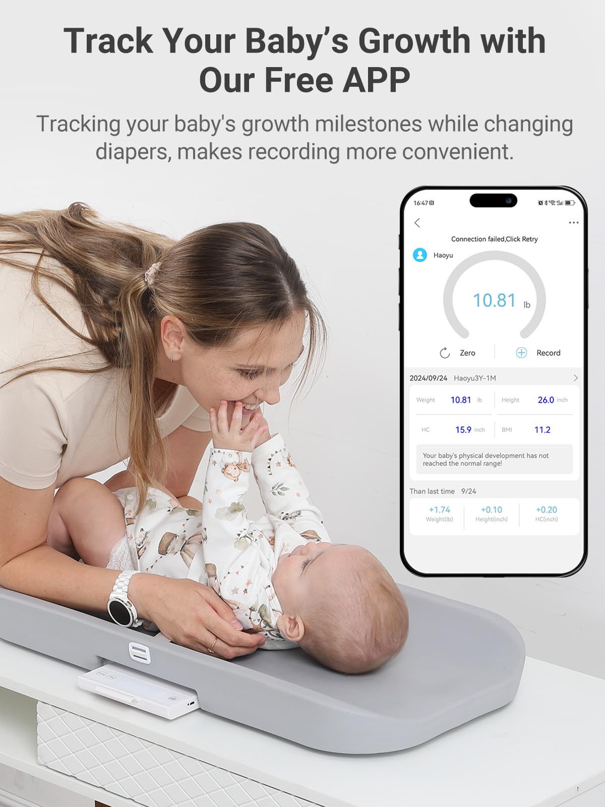 GROWNSY Digital Baby Scale with Removable Safety Strap - Accurate Infant Weight Scale, Ergonomic Non-Slip Design for Newborns & Toddlers (White) - Perfect for Home Use, Pediatric Checkups & Growth Tracking