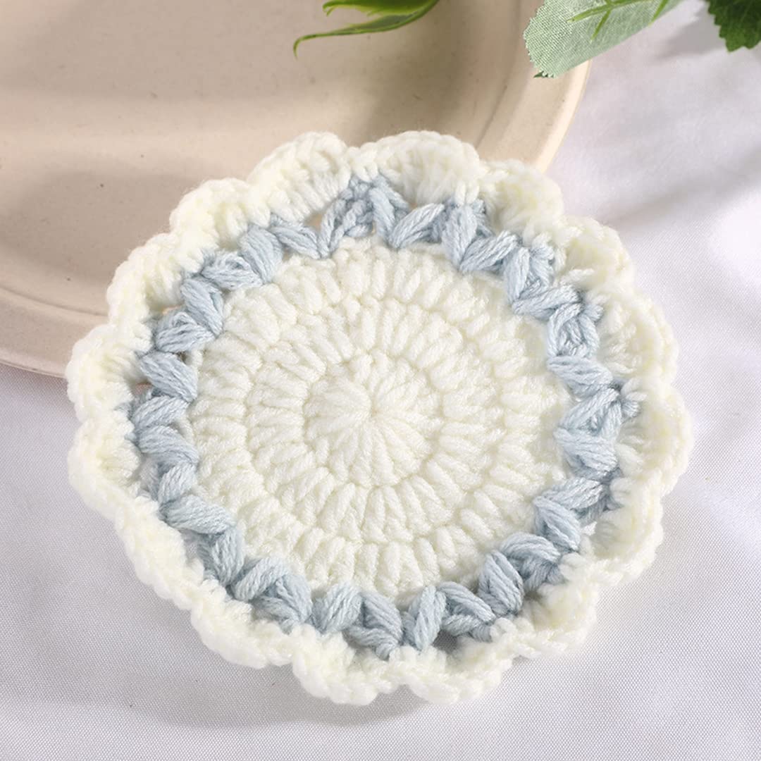 4 Pcs Handmade Macrame Wavy Flower Coasters - Absorbent & Heat Resistant Knit Trivets for Hot Dishes - Perfect Housewarming Gift for Kitchen, Dining Table & Home Decor