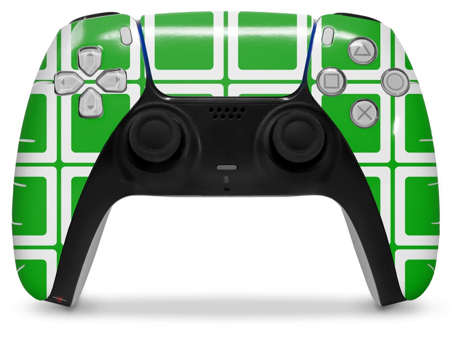PS5 DualSense Controller Skin Wrap - Squared Green for Gaming Protection