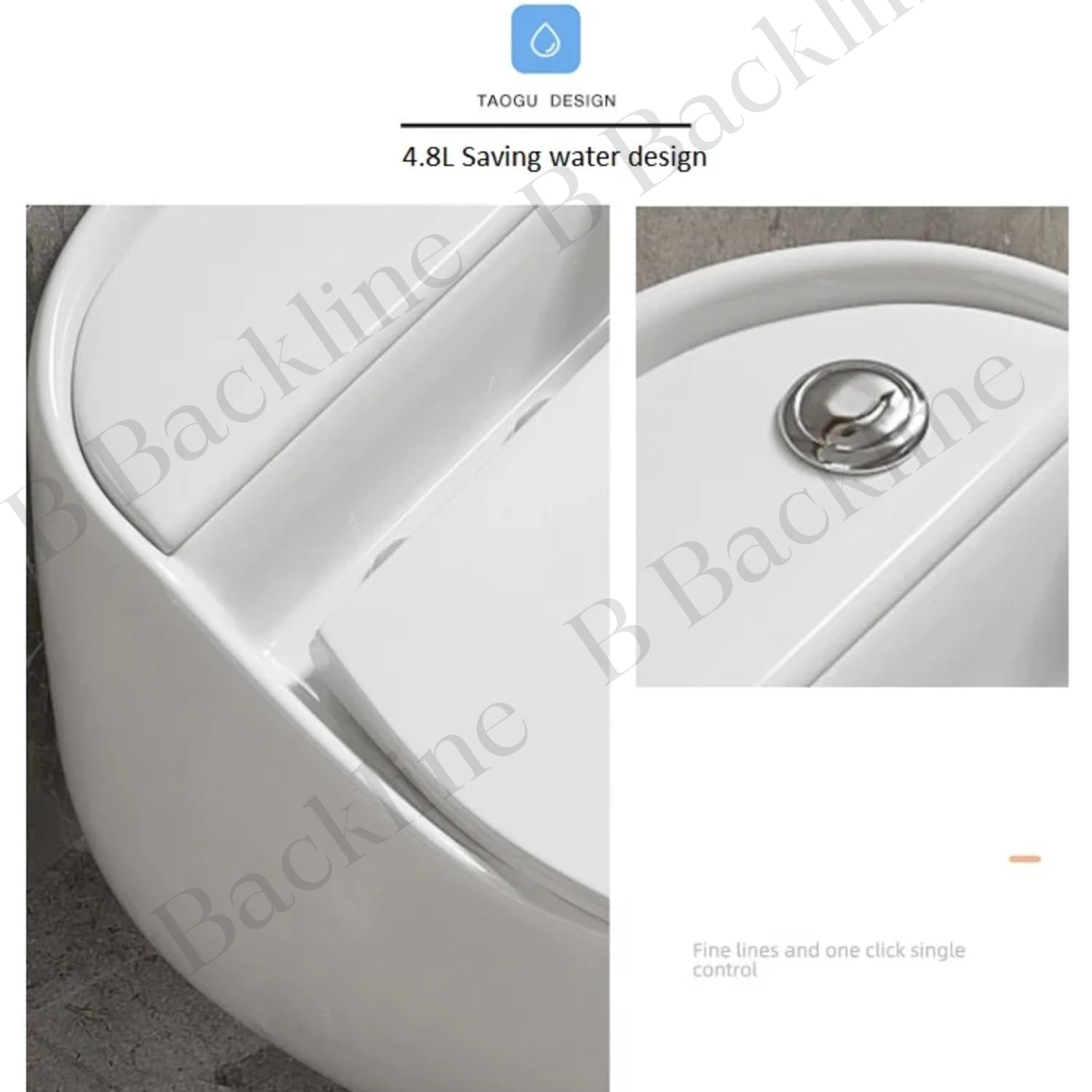 Premium B Backline Ceramic One-Piece Siphonic Western Toilet with Soft Close Seat - 9