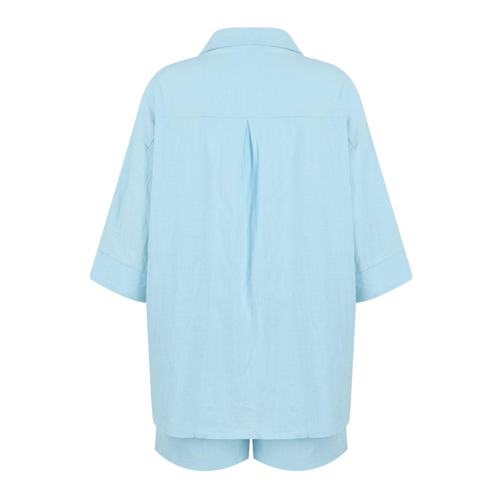 Women's Summer Two Piece Outfits - Short Sleeve Button Down Top & Shorts Set | Casual Lounge Wear, Beach Vacation Outfits, Poolside Coverup, Weekend Brunch Attire