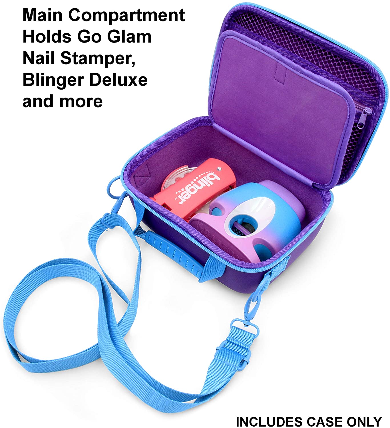 CASEMATIX Travel Storage Case for Cool Maker GO GLAM Nail Stamper Studio - Fits Blinger Deluxe Set, Styling Tools & Gem Refills - Perfect for Travel, Birthday Gifts & Salon Organization