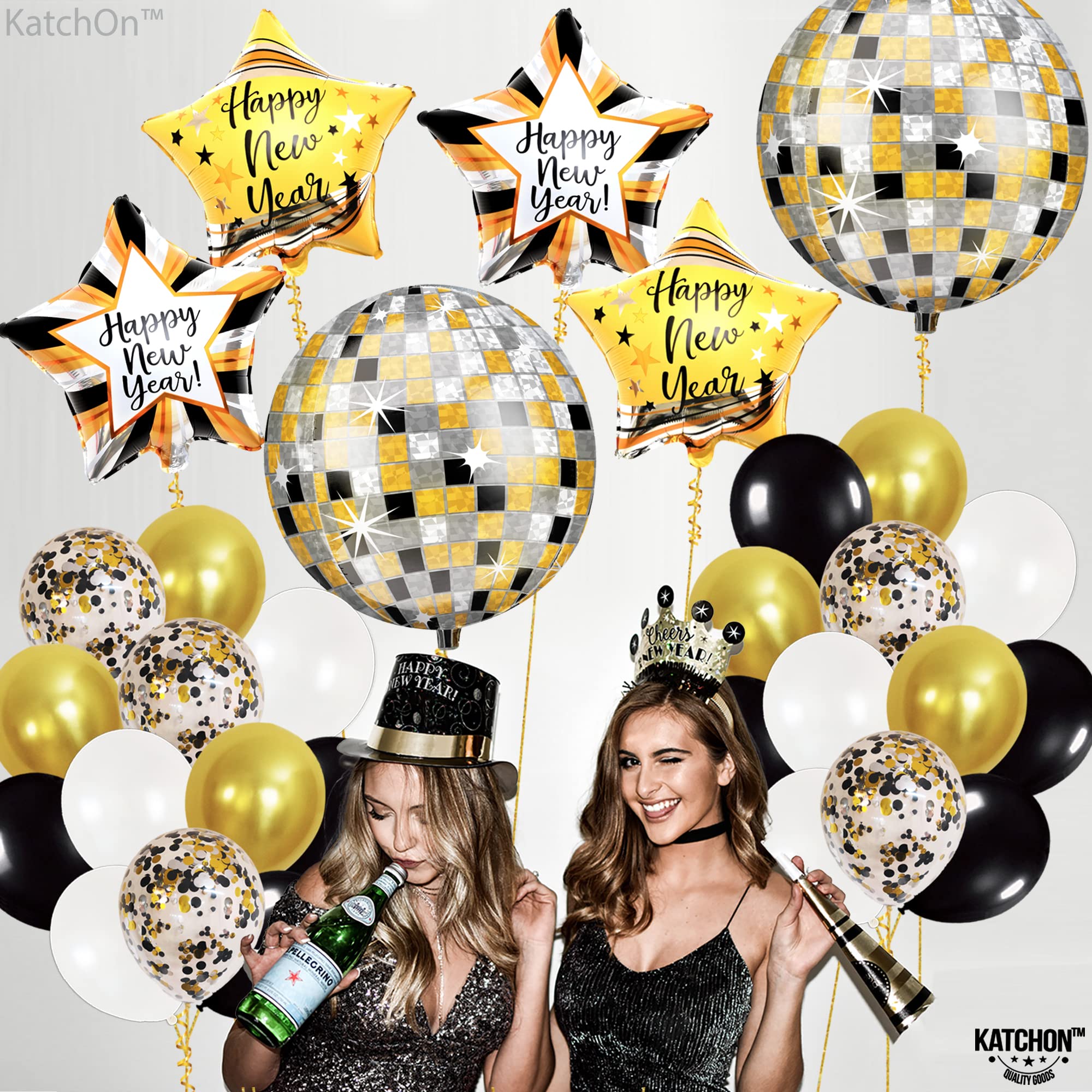 KatchOn 2025 New Year Balloons Set - 38-Piece Party Decorations for New Year's Eve Celebration | Happy New Year Decor, NYE Balloons for Home & Party Supplies | Perfect for Countdown, Photo Backdrops & Festive Decorations