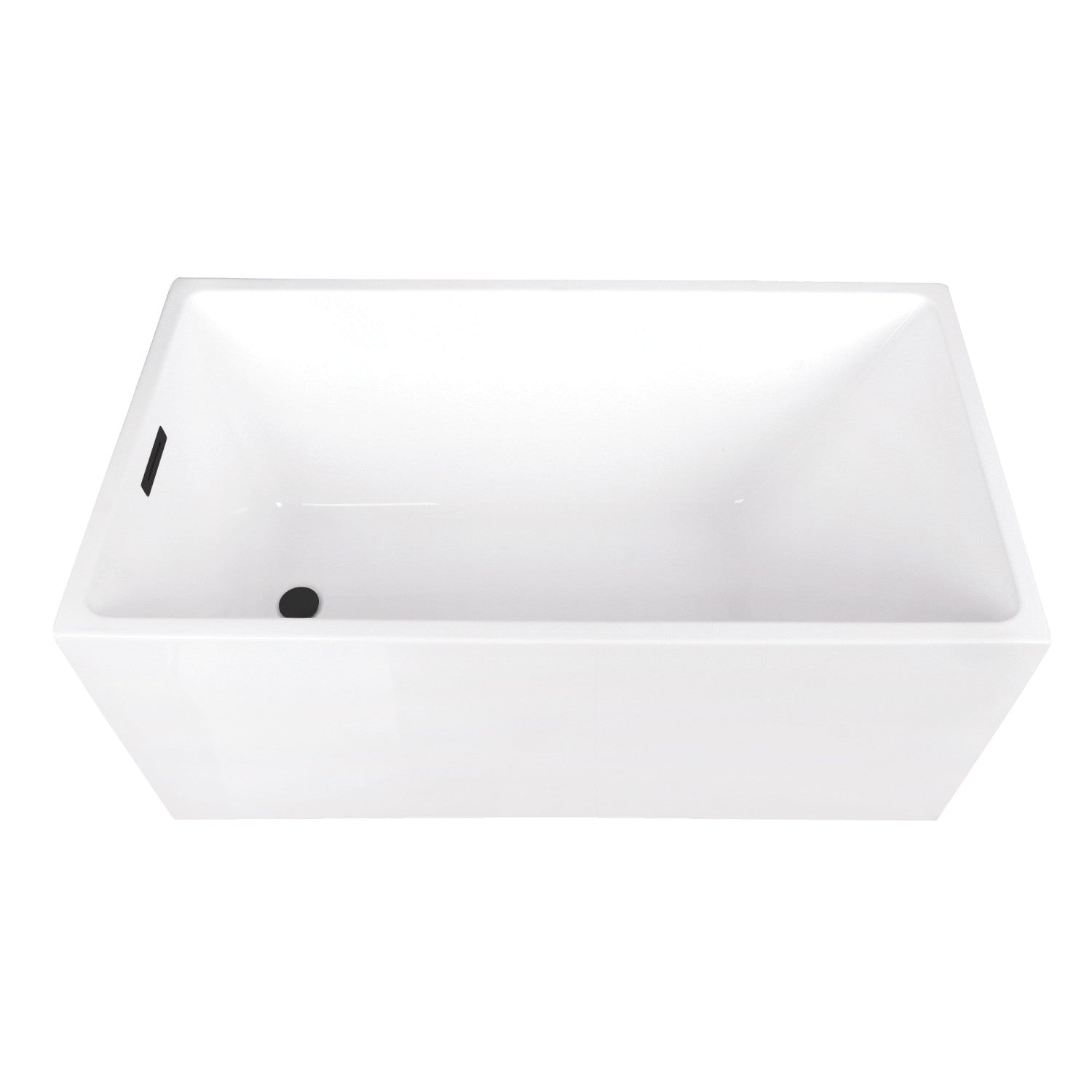 Aqua Eden 51 Inch Acrylic Freestanding Bathtub - Rectangular Double Ended Soaking Tub with Drain - Glossy White/Matte Black Finish - Perfect for Modern Bathroom & Spa Relaxation