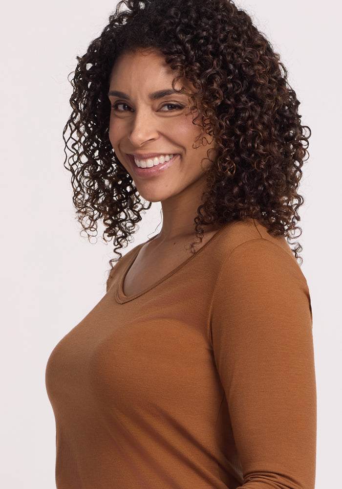 Layla Women's V-Neck Blouse in Sahara Dust - Casual Chic Tops for Work, Date Night & Everyday Wear
