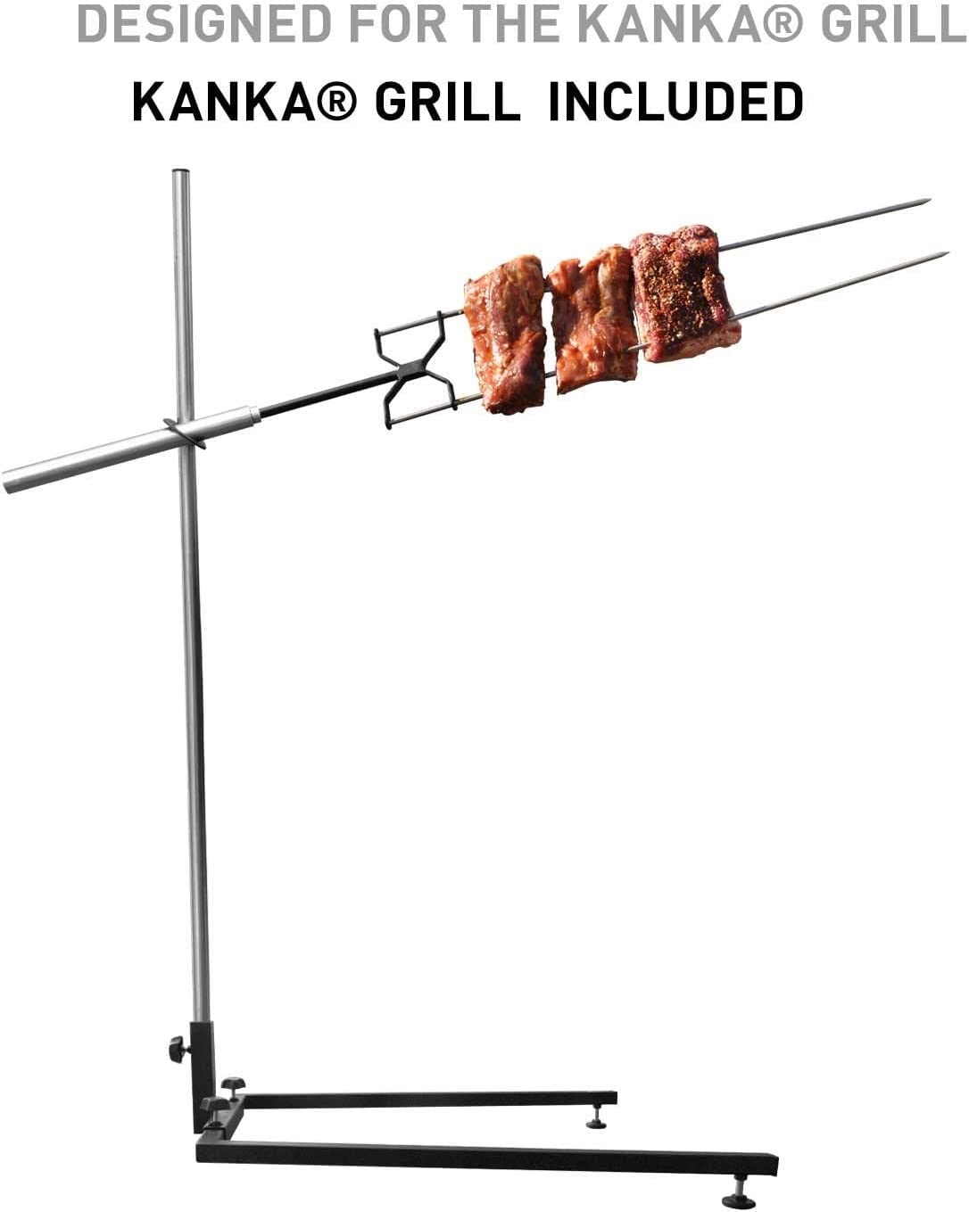 Heavy Duty Kanka Rotisserie Grill with Hard Floor Stand - Outdoor & Indoor BBQ Grill Kit for Backyard, Camping, and Home Cooking | Perfect for Roasting Chicken, Turkey, and Kebabs