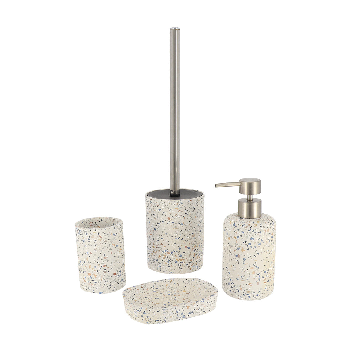 Durable Cement Toilet Brush with Terrazzo Design - Heavy Duty Bathroom Cleaning Tool for Modern Homes & Commercial Spaces