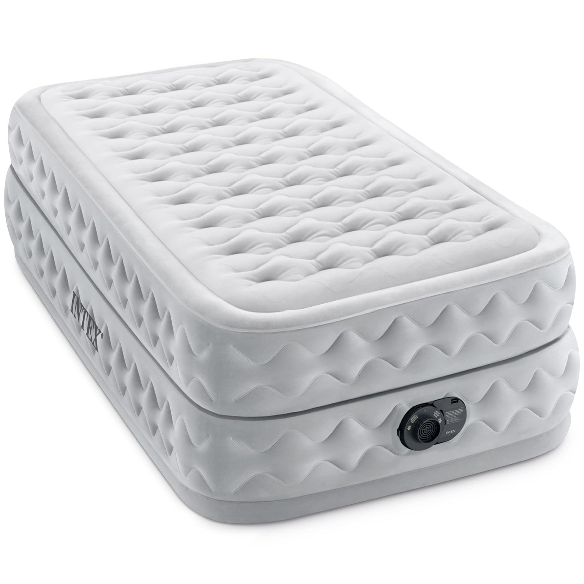 Intex Supreme Air Flow Airbed - 20 Inch Raised Twin Air Mattress with Built-in Pump & Carry Bag | Comfortable Guest Bed, Camping Mattress & Home Use Inflatable Bed