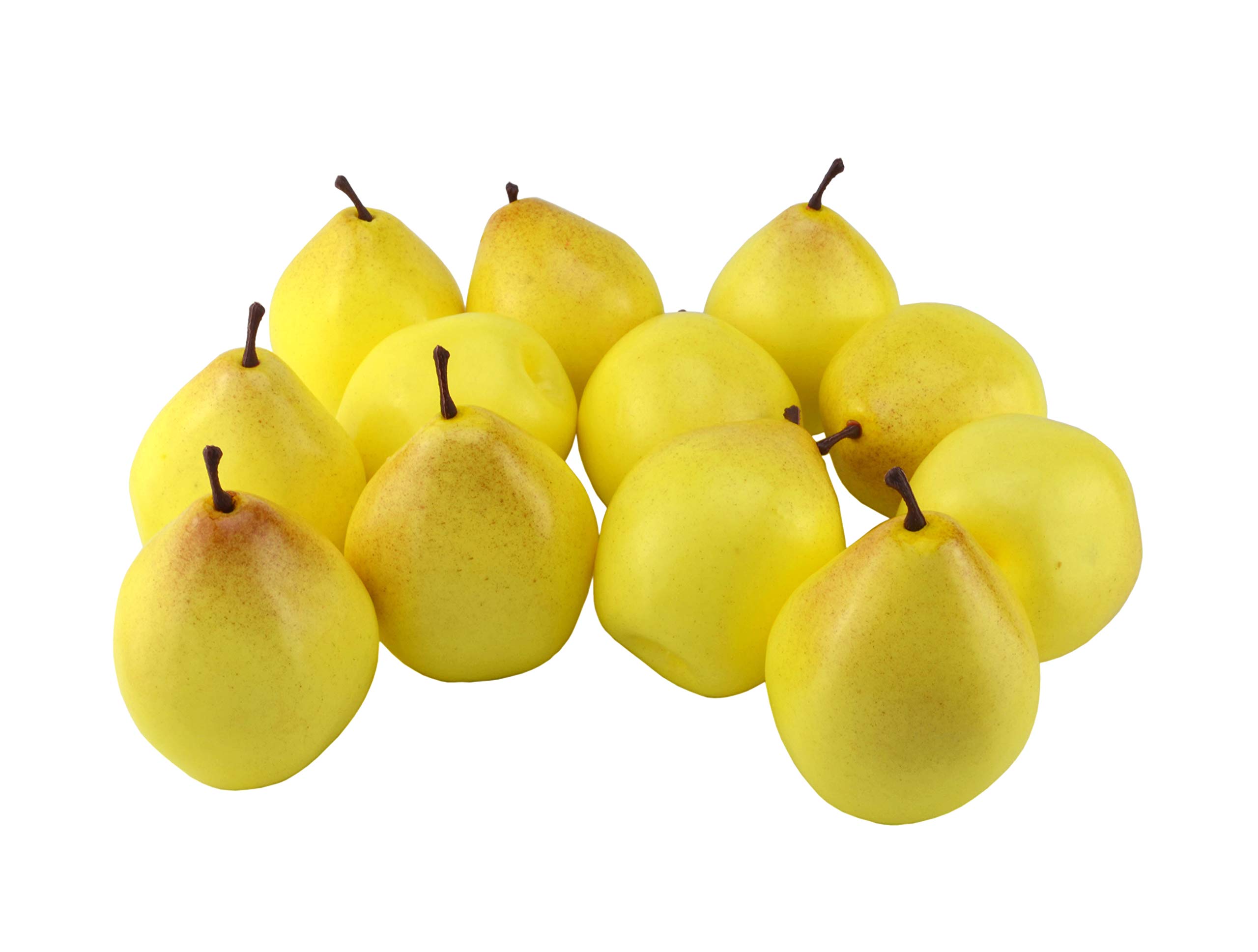 Lifelike Artificial Fake Pear Set - 12Pcs Realistic Light Yellow Faux Fruit for Home Kitchen Decor, Wedding & Party Centerpieces, Photography Props - Perfect for Table Displays, DIY Crafts, and Seasonal Decorations