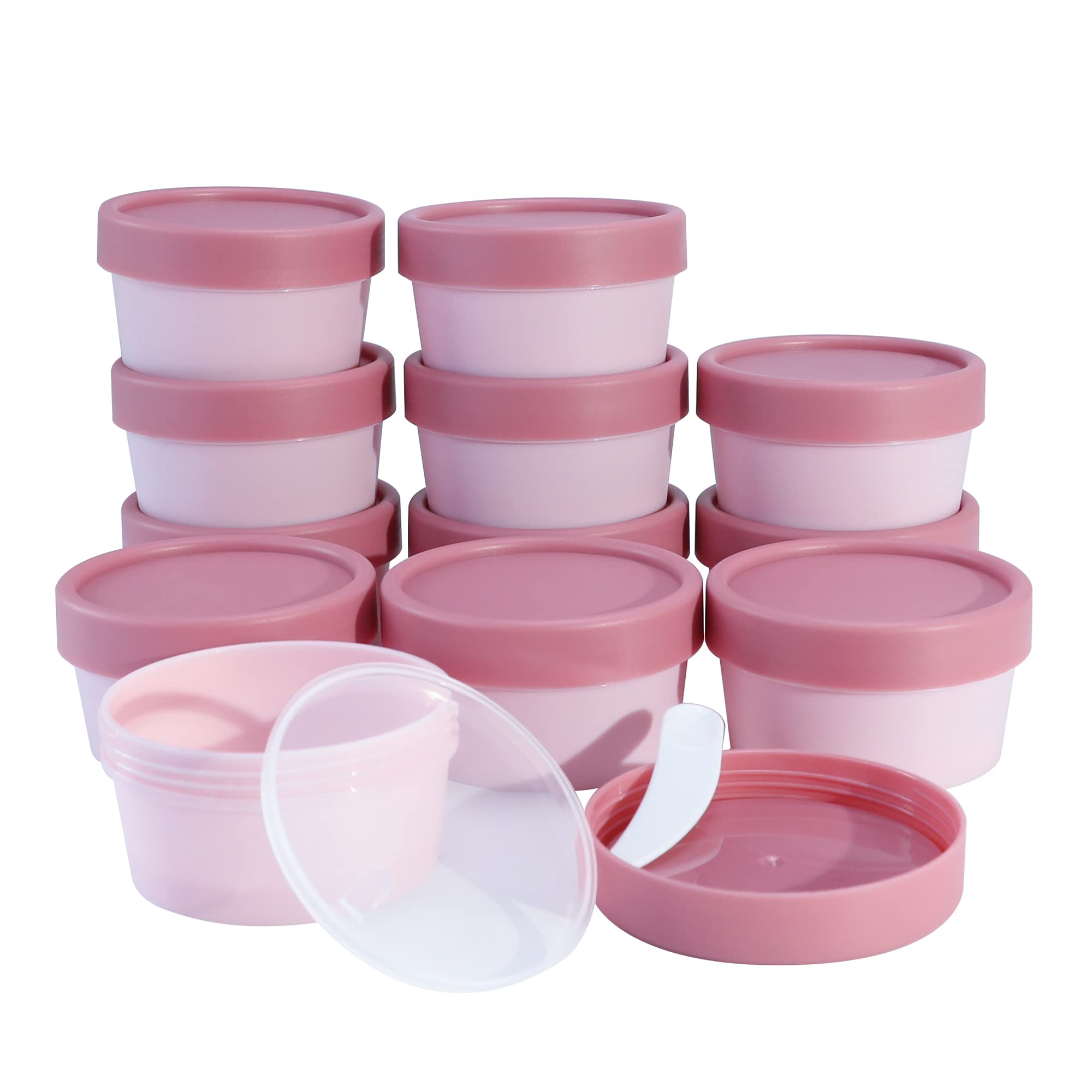 1.7oz/50ml Empty Plastic Slime Containers with Lids - 12 Pack Pink Jars for DIY Slime Making, Beauty Products, Travel Storage & Makeup Organization | Perfect for Kids Crafts, Bathroom Essentials & On-the-Go Cosmetics