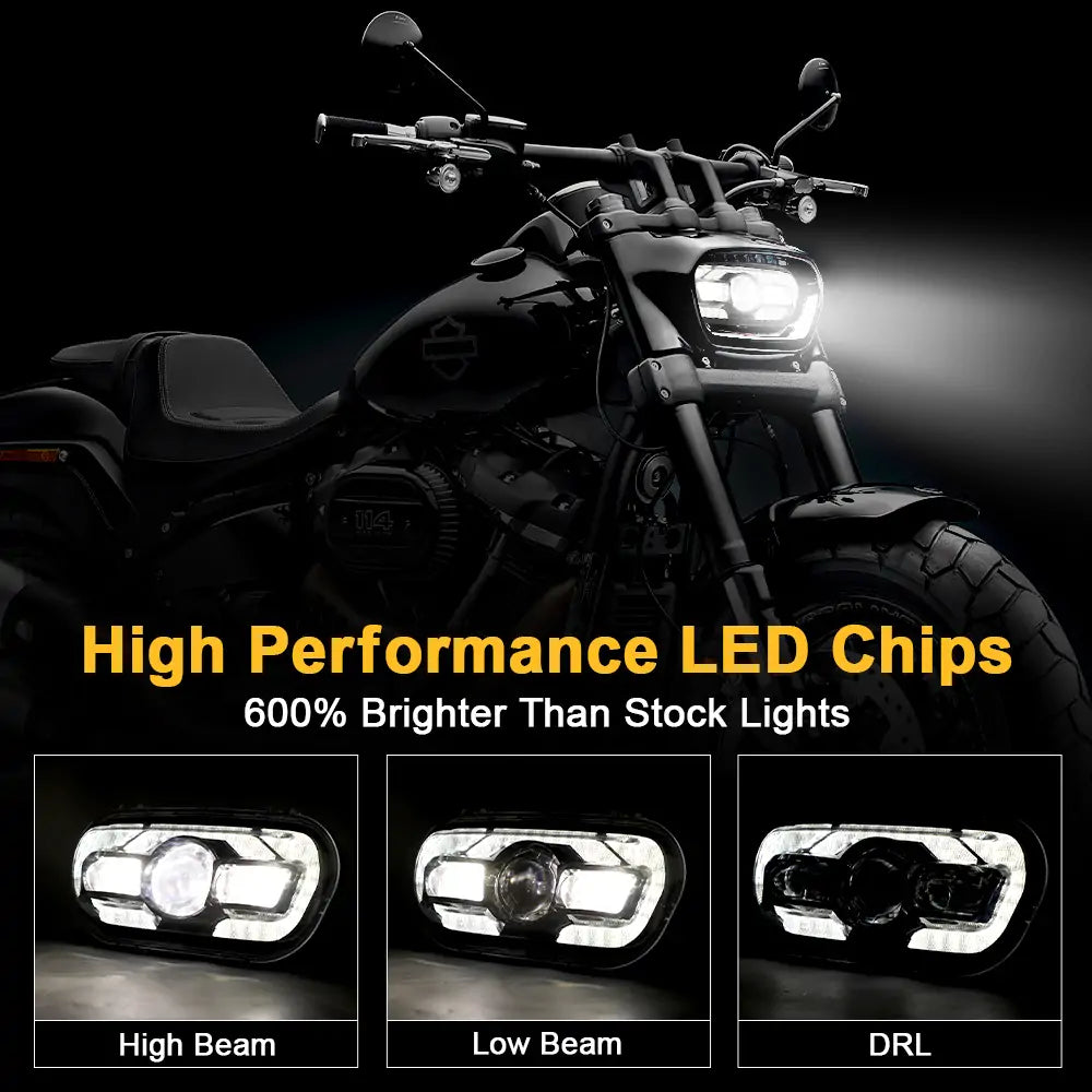H4 LED Headlight Kit for 2008-2017 Harley Davidson Dyna Fat Bob with DRL - High Brightness Motorcycle Headlight Replacement for Night Riding & Safety