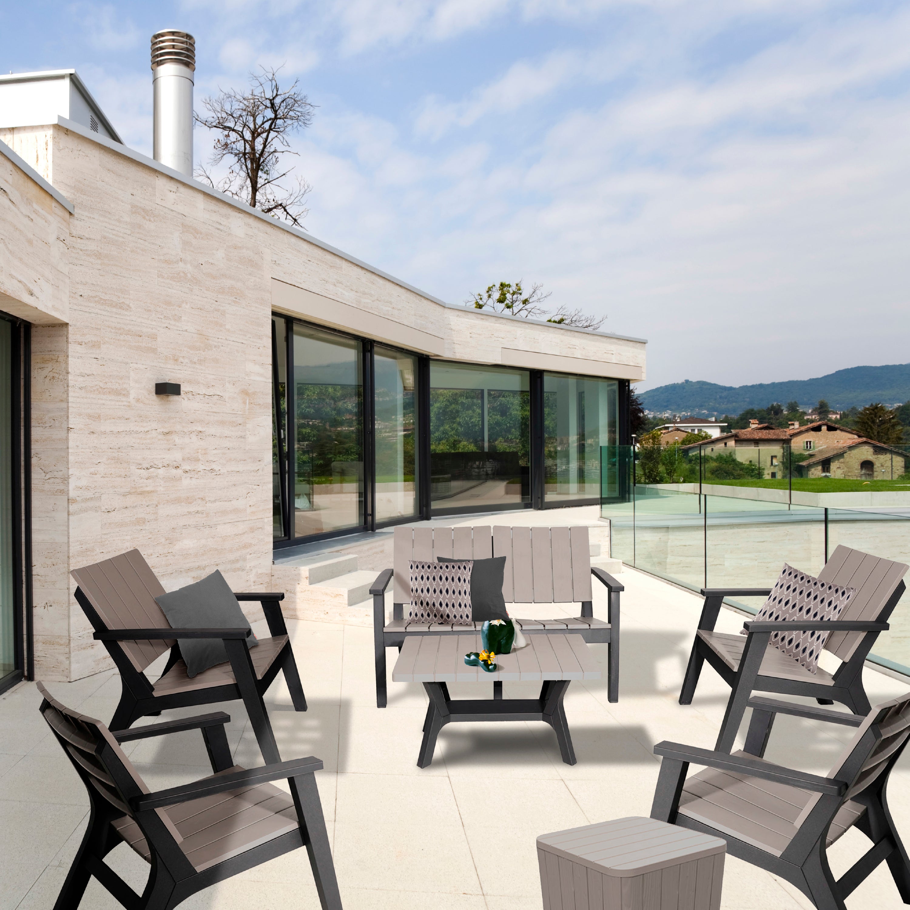 Enzo 7-Piece Patio Sofa Set, Outdoor Furniture for Garden, Deck, Poolside & Backyard Relaxation