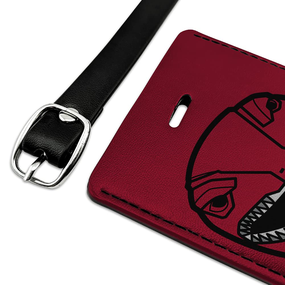 Power Rangers Red Ranger Helmet Leather Luggage Tag - Rectangle Carry-On ID Tag for Suitcases, Backpacks & Travel Bags - Perfect for Cosplay, Comic Con & Travel Identification