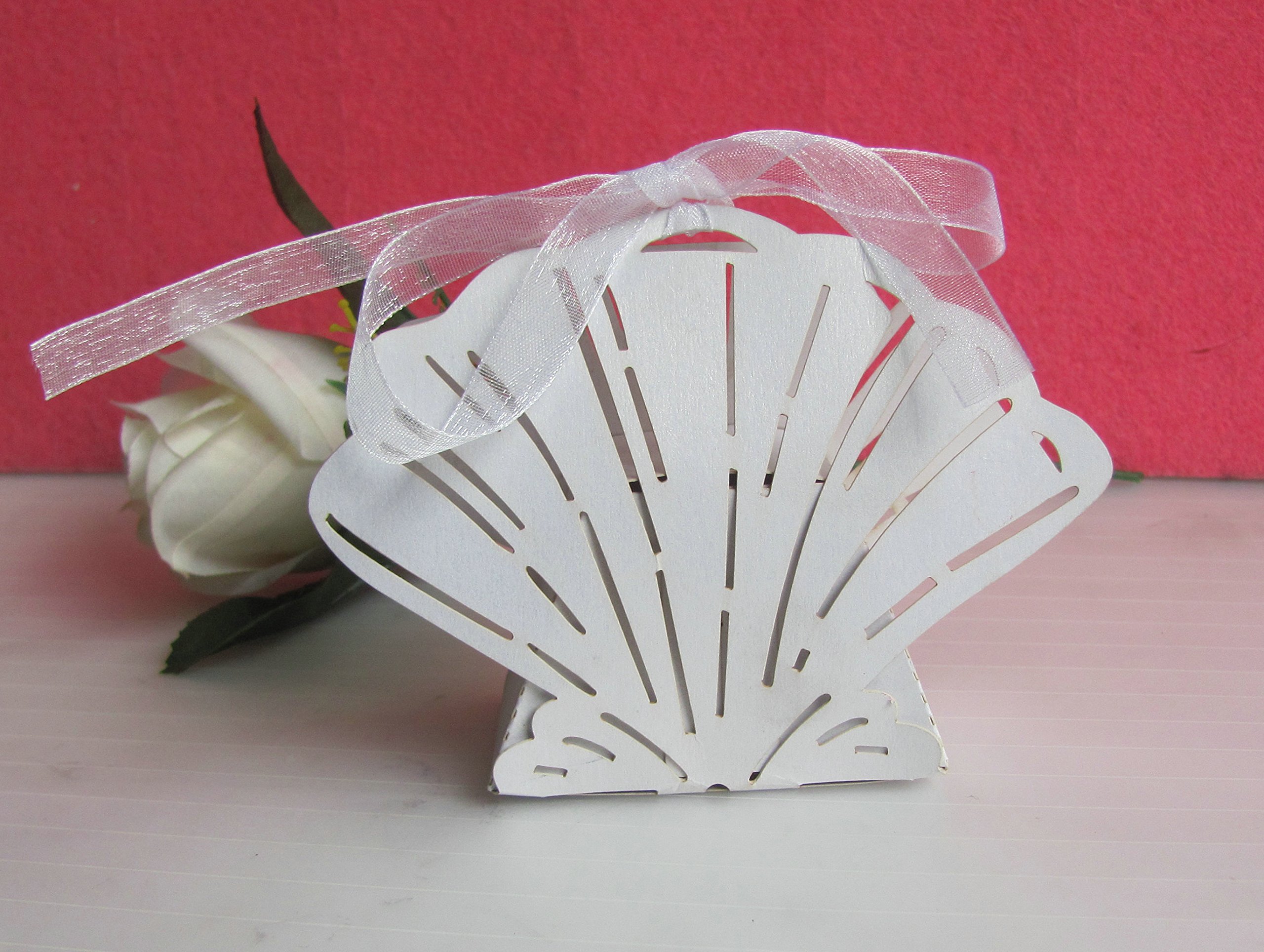 Kubert 50 White Seashells for Wedding Favors & Party Decor