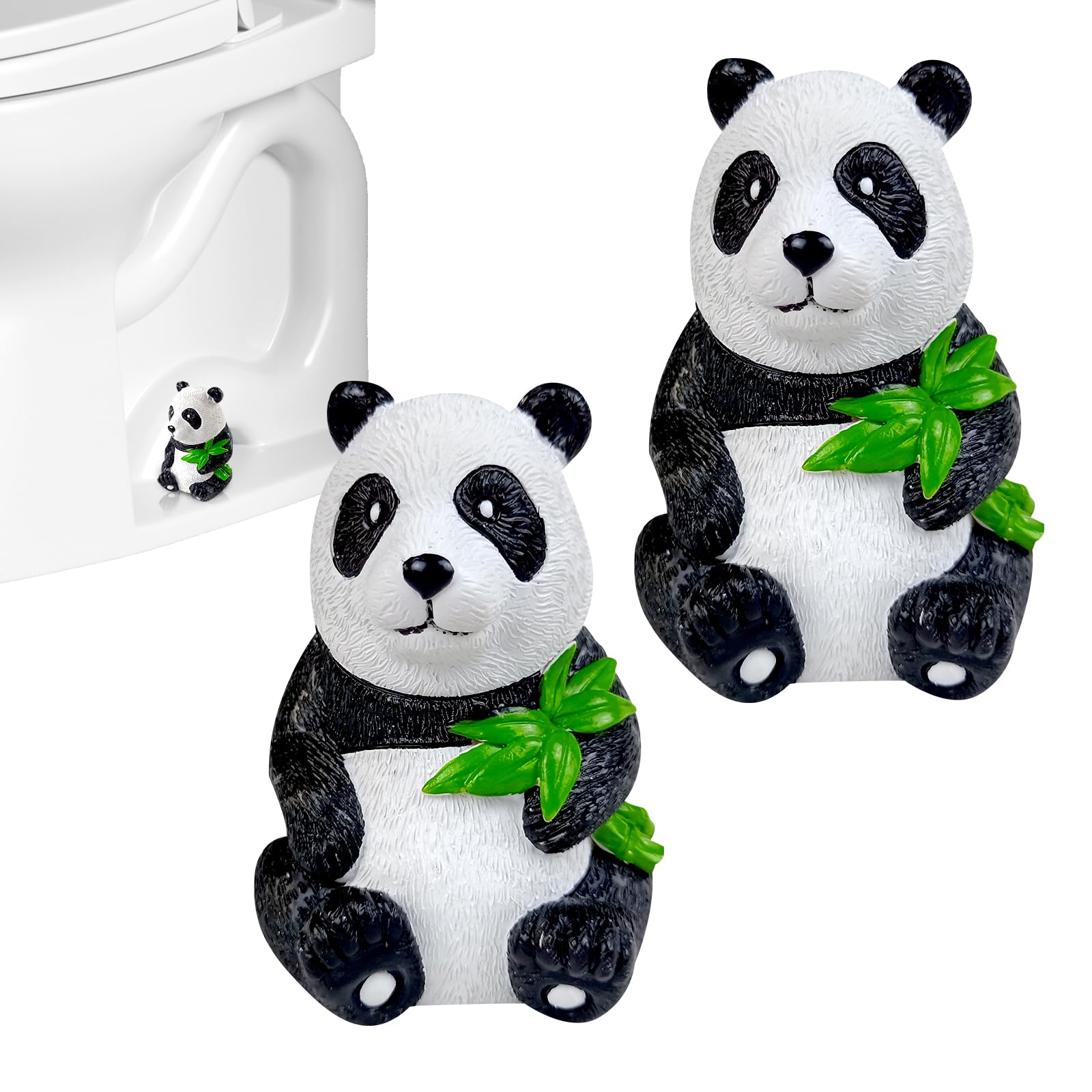 Decorative Resin Toilet Bolt Caps - 2pcs Panda Set for Bathroom Rust Prevention (Easy Installation)