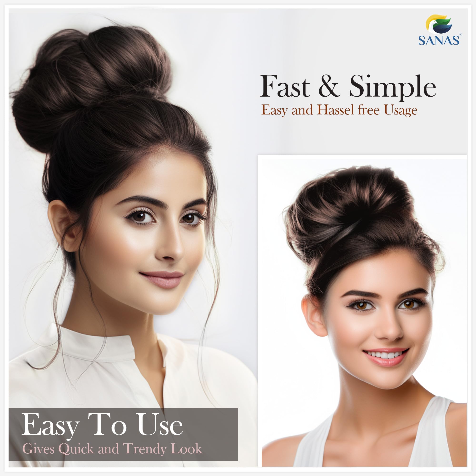 Elegant Wedding Hair Bun Accessories Set (2pcs) - Stylish Scrunchies & Hair Extensions for Women, Messy Bun Maker, Brown - Perfect for Bridal, Prom & Special Occasion Hairstyles