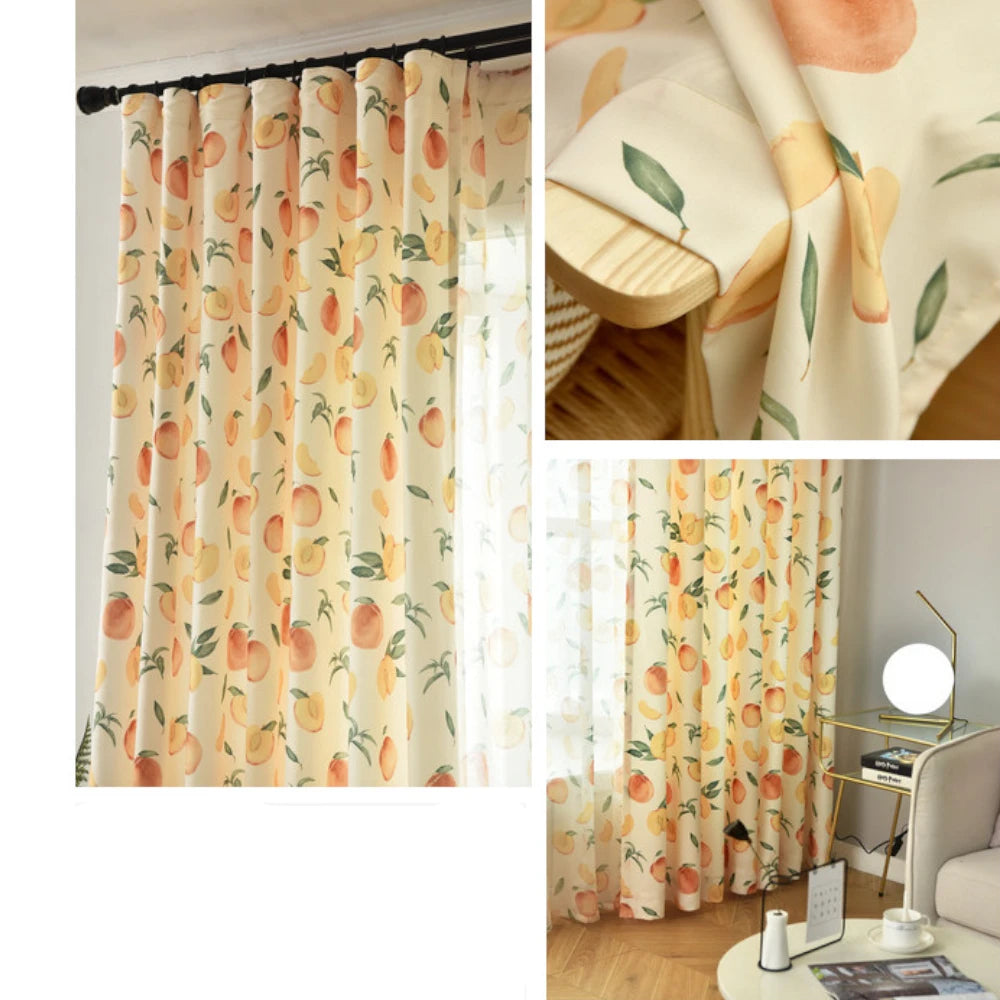 Lia Peach Garden Custom Privacy Curtain - Blackout Window Drapes for Bedroom, Living Room & Nursery - Elegant Floral Design for Home Decor