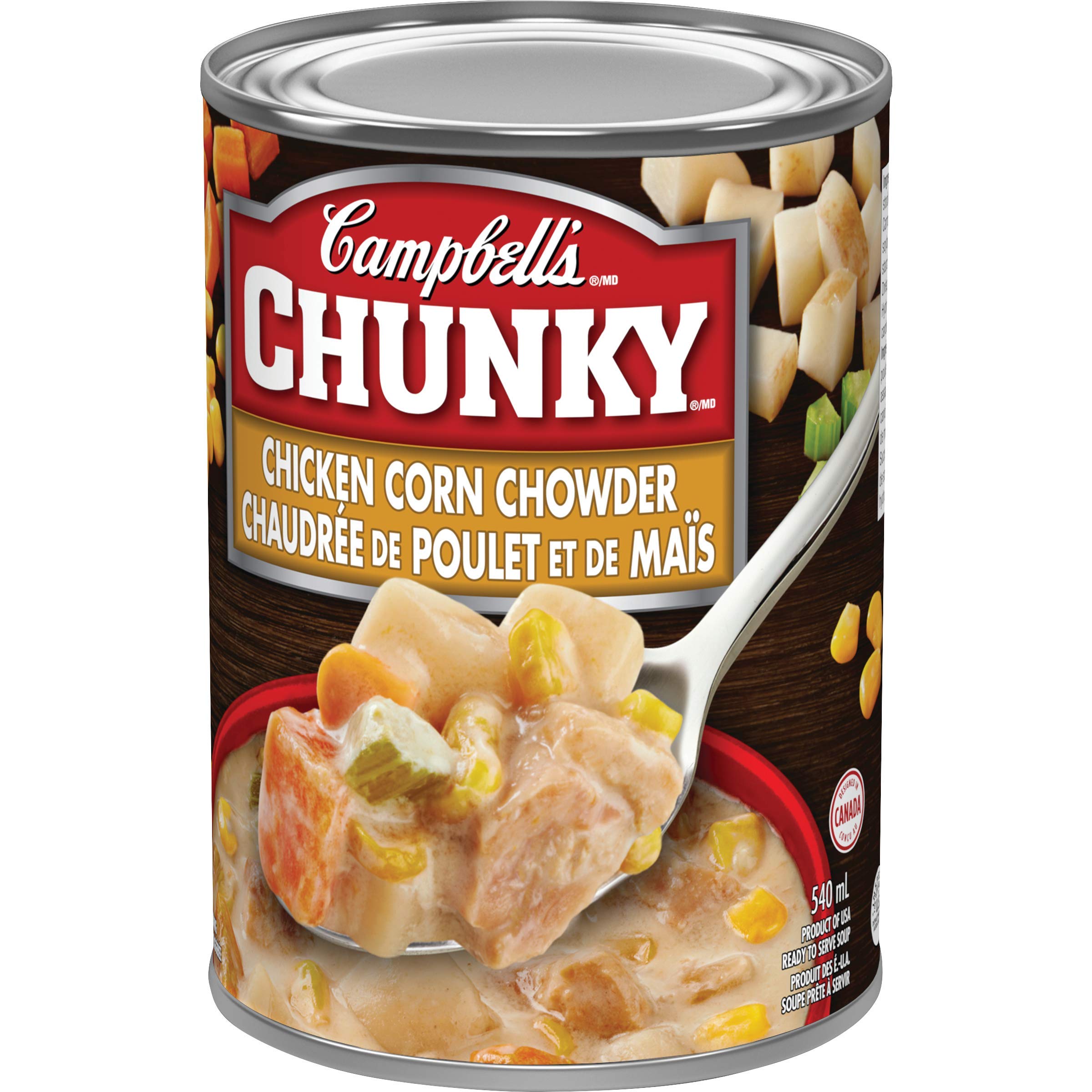 Campbell's Chunky Chicken Corn Chowder Soup - 18.3oz (540ml) Canned Soup | Hearty & Creamy Comfort Food | Imported from Canada | Perfect for Quick Lunches, Camping Meals & Emergency Food Storage