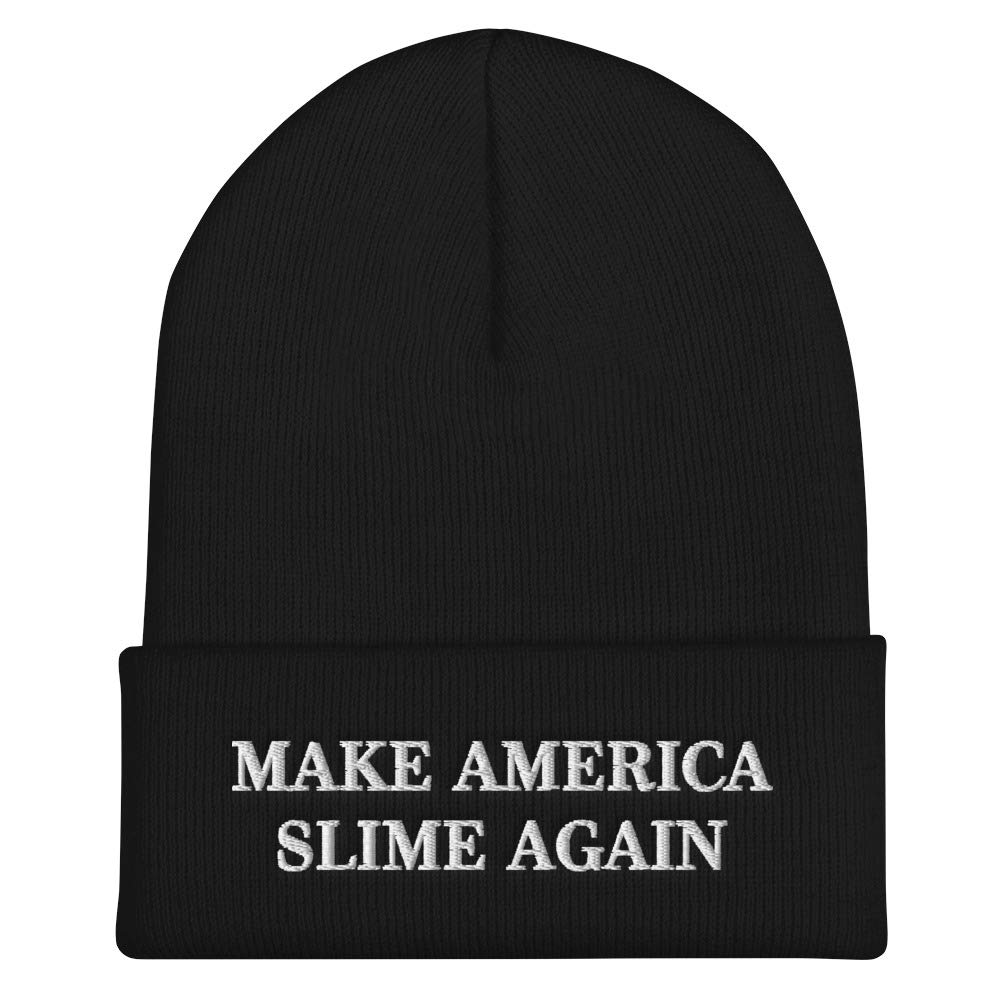 Make America Slime Again Hat - Embroidered Cuffed Beanie by Hogue WS LLC | Patriotic Novelty Winter Hat for Political Events, Funny Gifts & Slime Enthusiasts