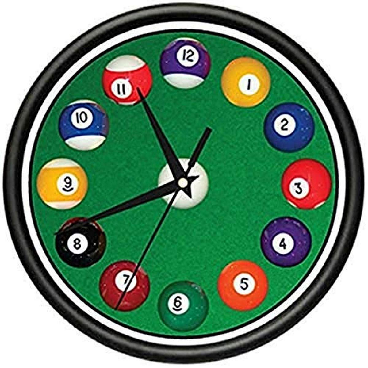 SignMission Pool Balls Wall Clock - Billiard Game Room Decor, Cue Sports Themed Clock for Man Cave, Bar & Pub Wall Art (12-inch)