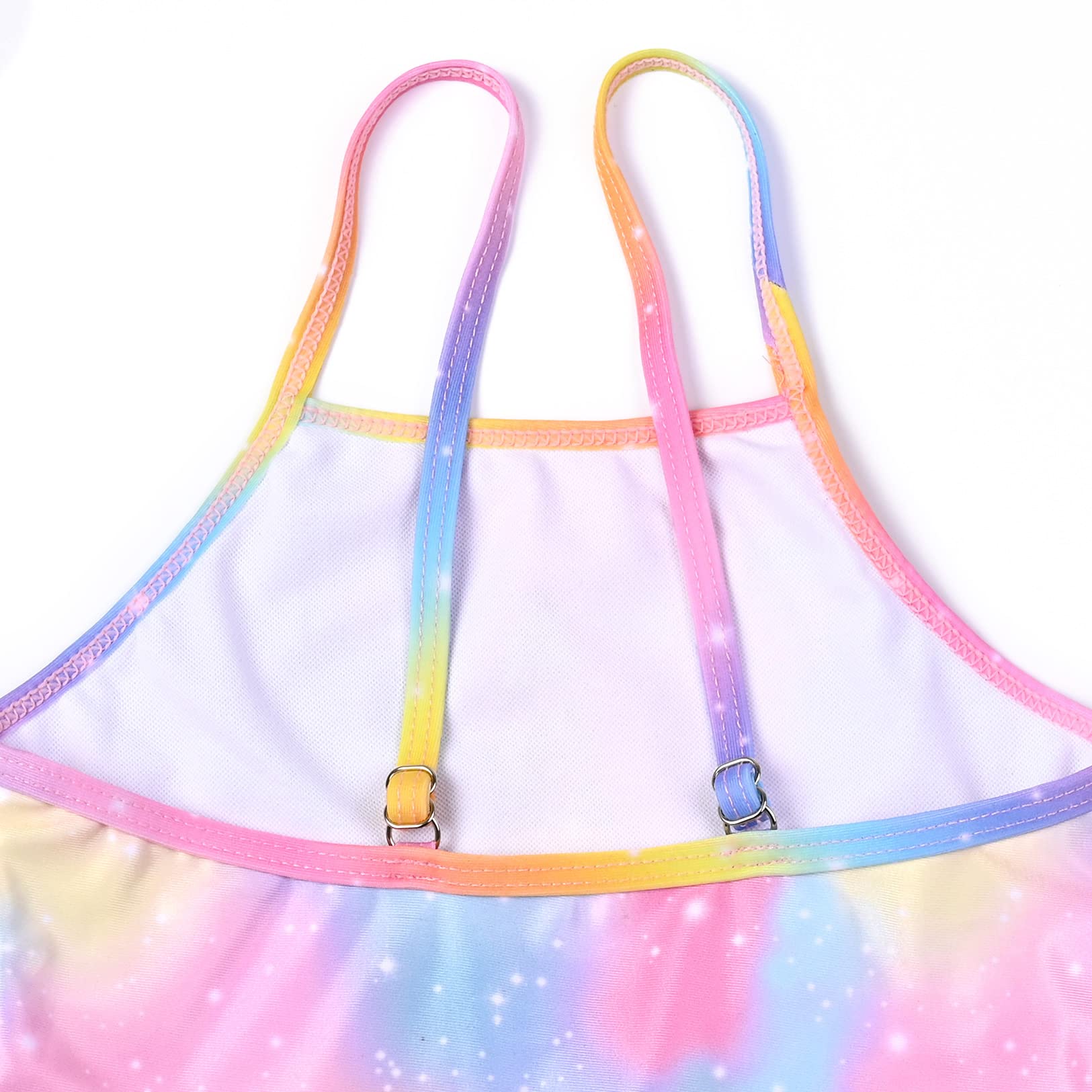 QPANCY Girls One Piece Swimsuit with Ruffle & Unicorn Print - Adjustable Strap Bathing Suit for Beach, Pool & Summer Water Activities
