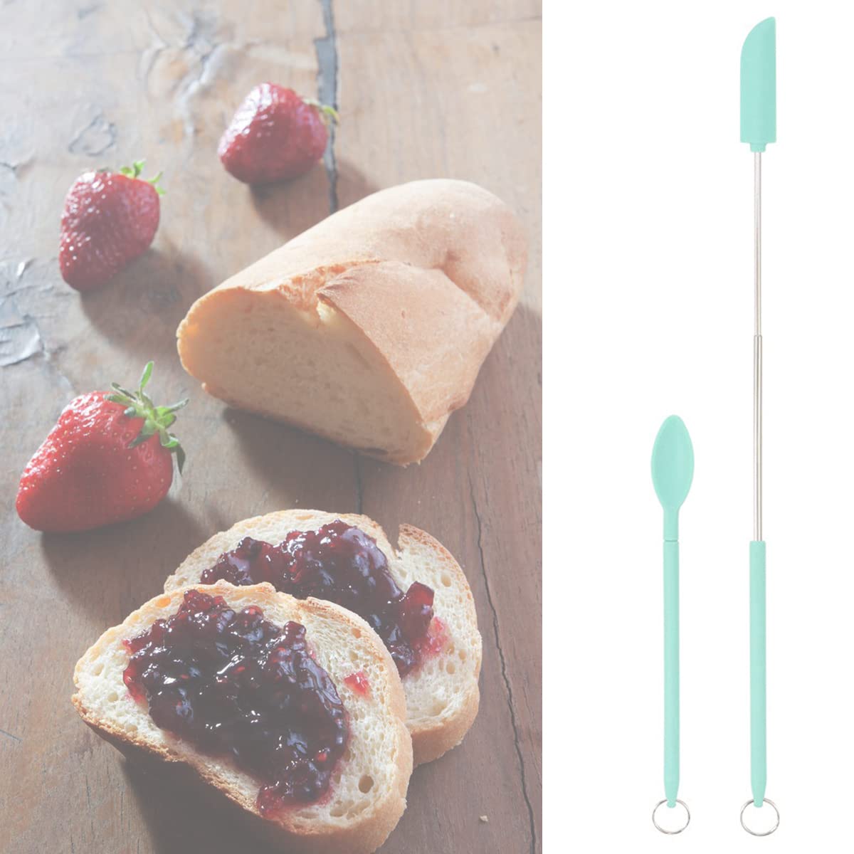 Mini Silicone Telescopic Spatula Set - 2Pcs Heat-Resistant Makeup & Kitchen Spatulas with Hanging Buckle - Perfect for Cooking, Baking, Cosmetic Scraping & Small Container Cleaning (Green)