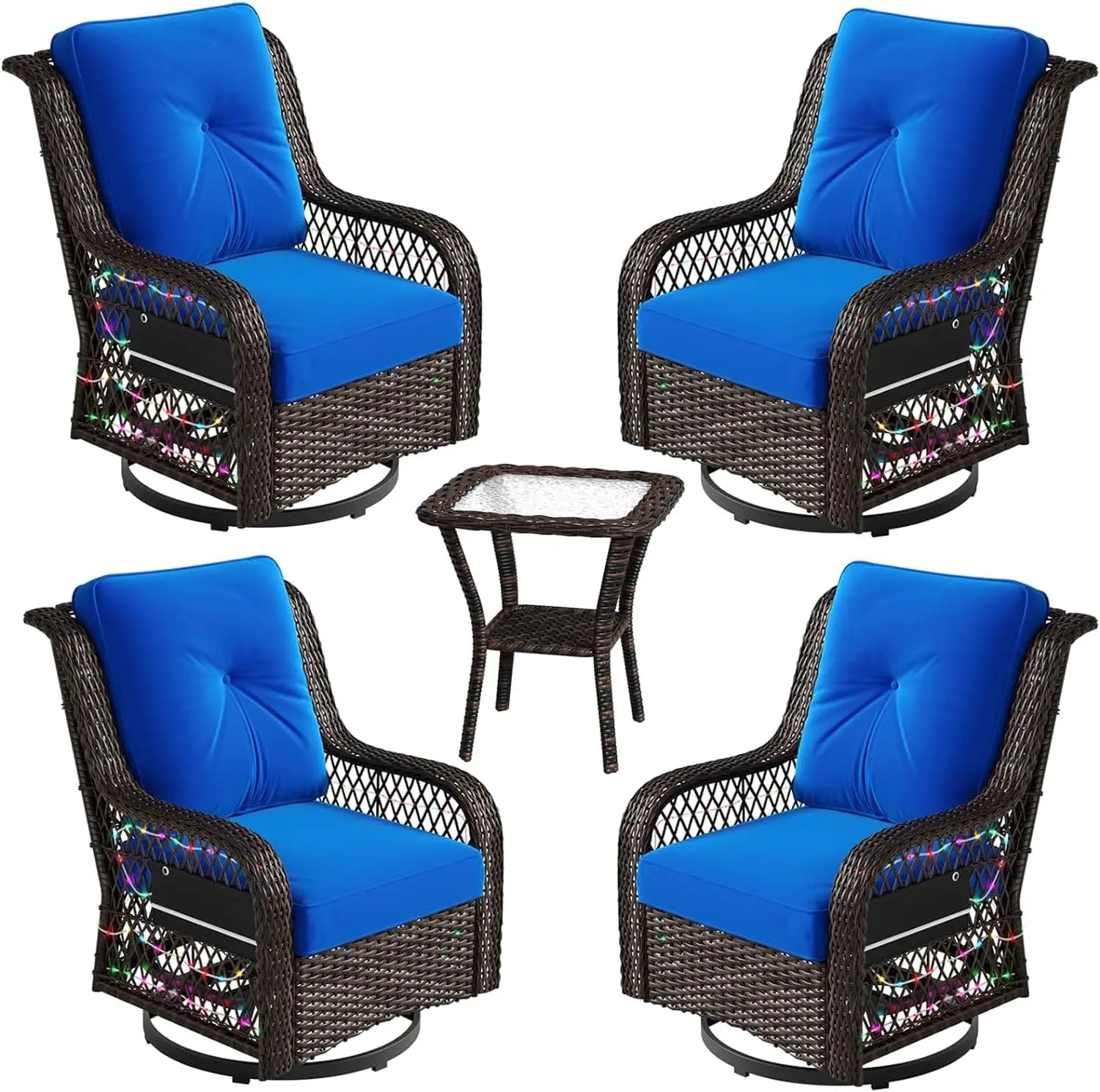 Bestier 360-Degree Swivel Gliding Wicker Patio Chair with Side Table - Outdoor Lounge Furniture Set for Garden, Poolside, and Backyard Relaxation