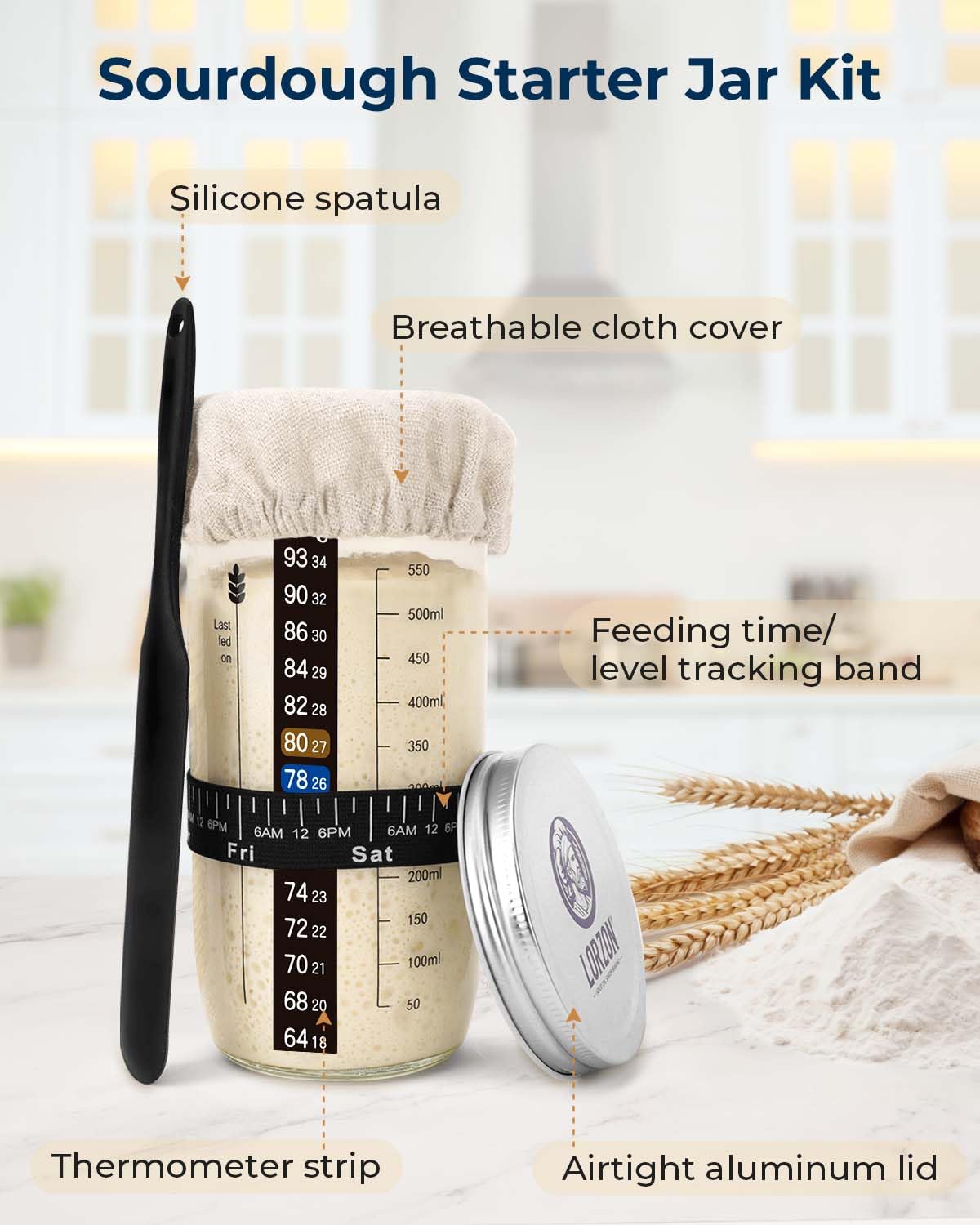Silicone Proofing Baskets with Sourdough Starter Jar Kit - 9 Inch Round & 10 Inch Oval Foldable Banneton Bread Proofing Baskets - Professional Sourdough Bread Baking Supplies for Home Bakers | Perfect for Artisan Bread, Homemade Sourdough, and Baking Enthusiasts