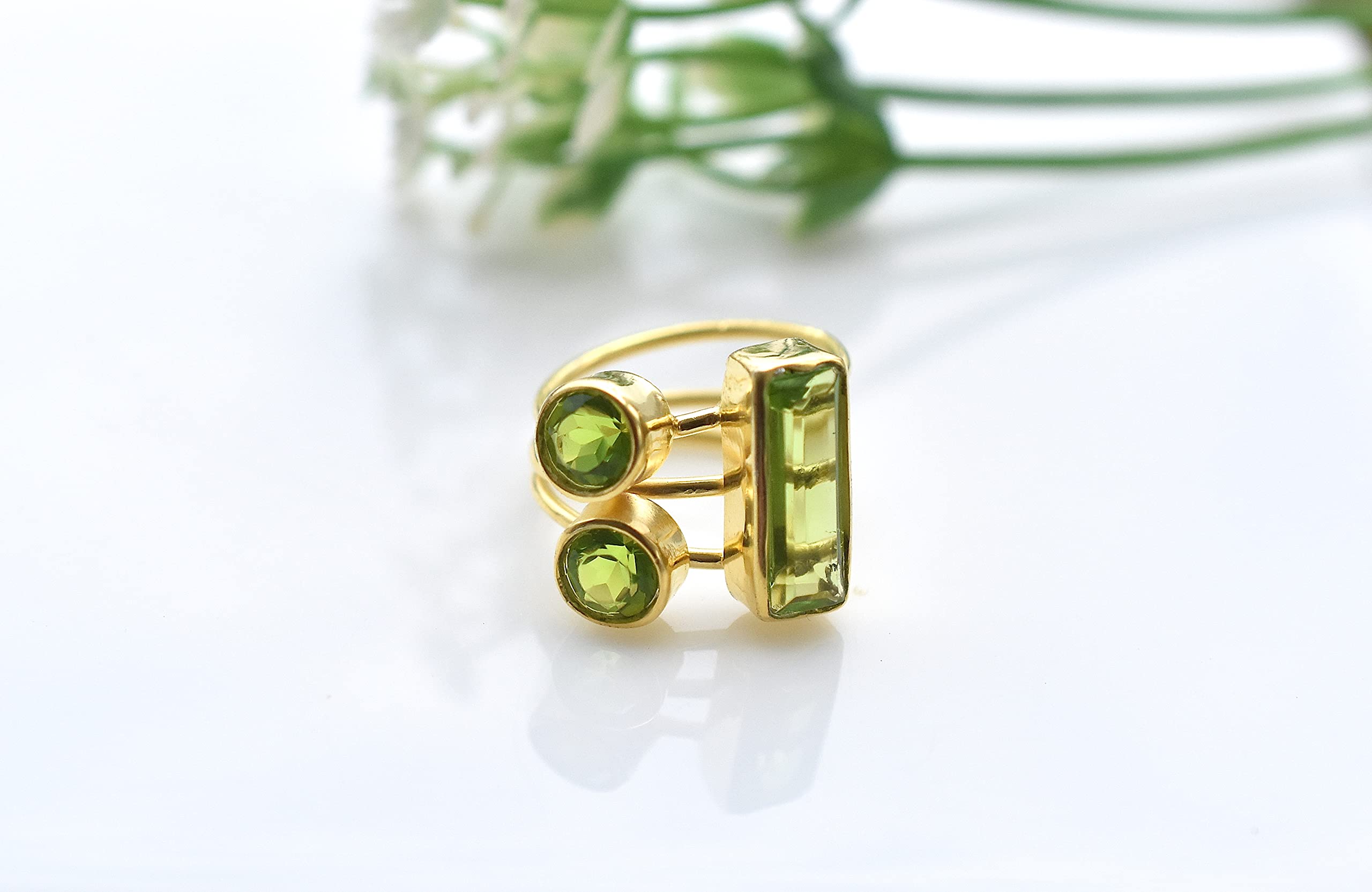 18K Gold Plated Peridot Birthstone Ring for Women | Handmade August Birthstone Jewelry | Green Gemstone Engagement Ring | VR-211 | Perfect for Birthdays, Anniversaries & Special Occasions