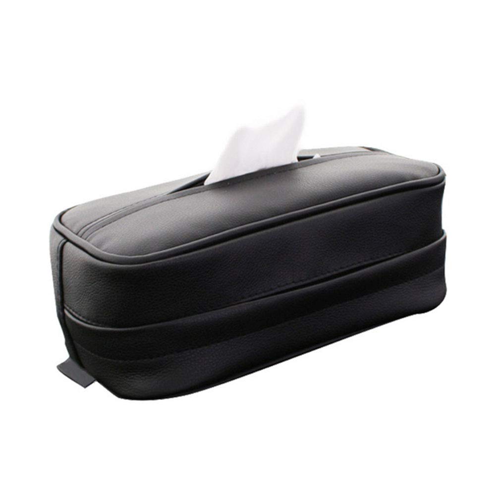 Premium Leather PU Car Tissue Box Holder with Creative Hanging Design - Multi-Function Sun Visor Organizer & Sunroof Storage Tray for Vehicles - Perfect for Road Trips, Commuting and Car Interior Organization