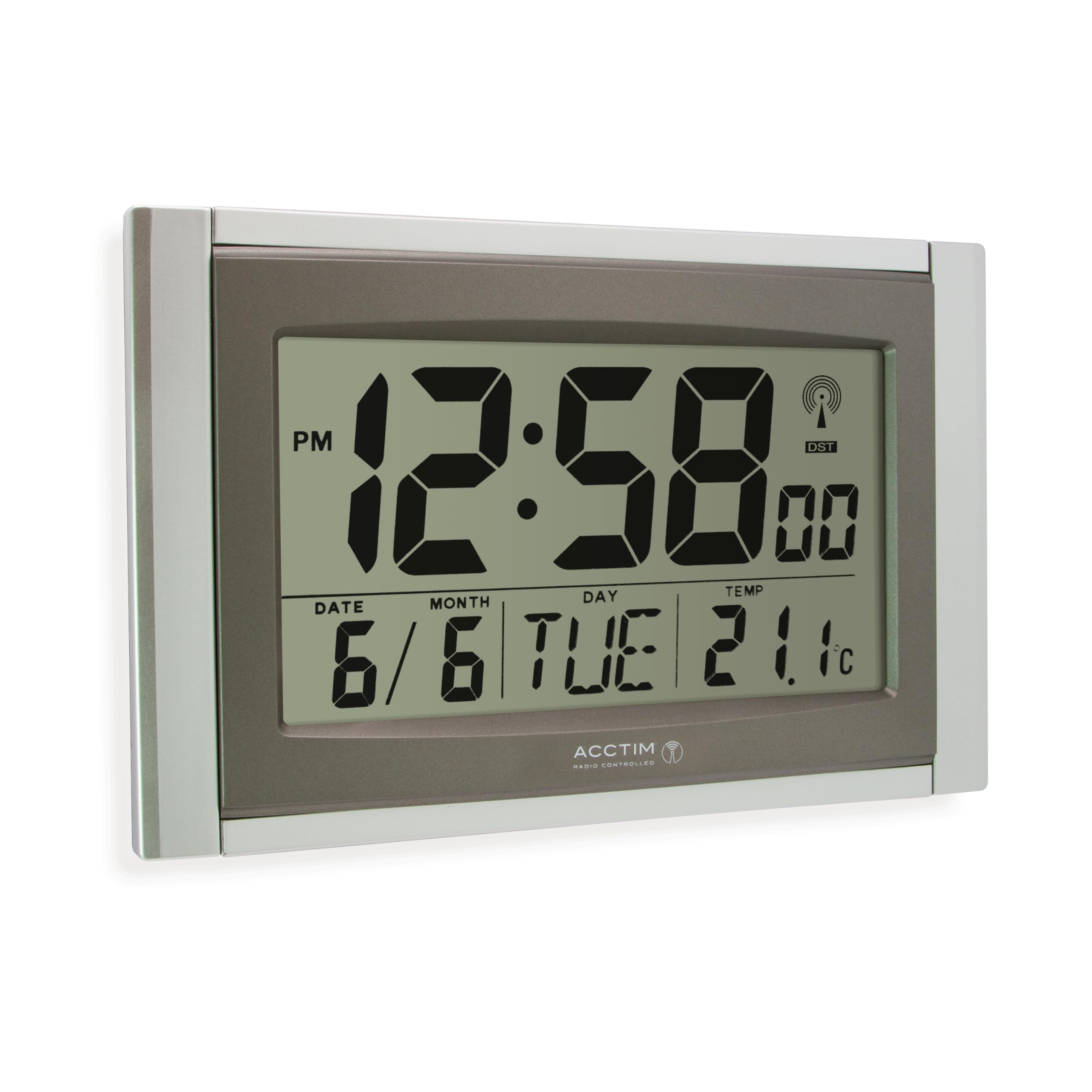 Stratus Smartlite Wall and Desk Clock - Silver | Modern Digital Alarm Clock with LED Display, USB Charging Port & Night Light | Perfect for Bedroom, Office, and Home Decor