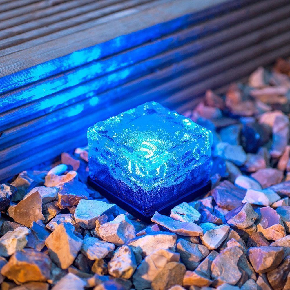 Solar LED Path Lights - Waterproof Frosted Glass for Garden & Pathway (4-Pack, Blue) - Outdoor Decoration & Landscape Lighting