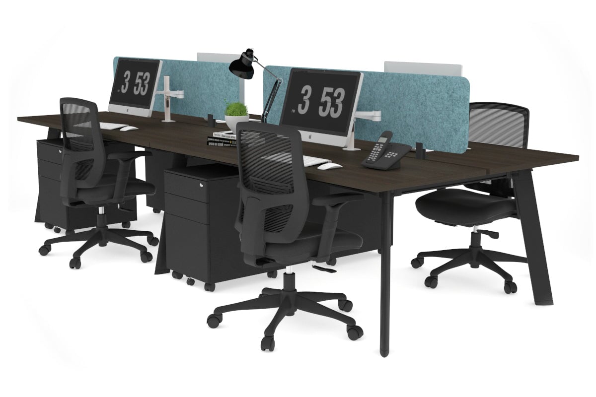 4-Person Workstation with Black Frame - 1800L x 700W Office Desk for Team Collaboration & Productivity | Perfect for Open Offices, Coworking Spaces & Home Offices