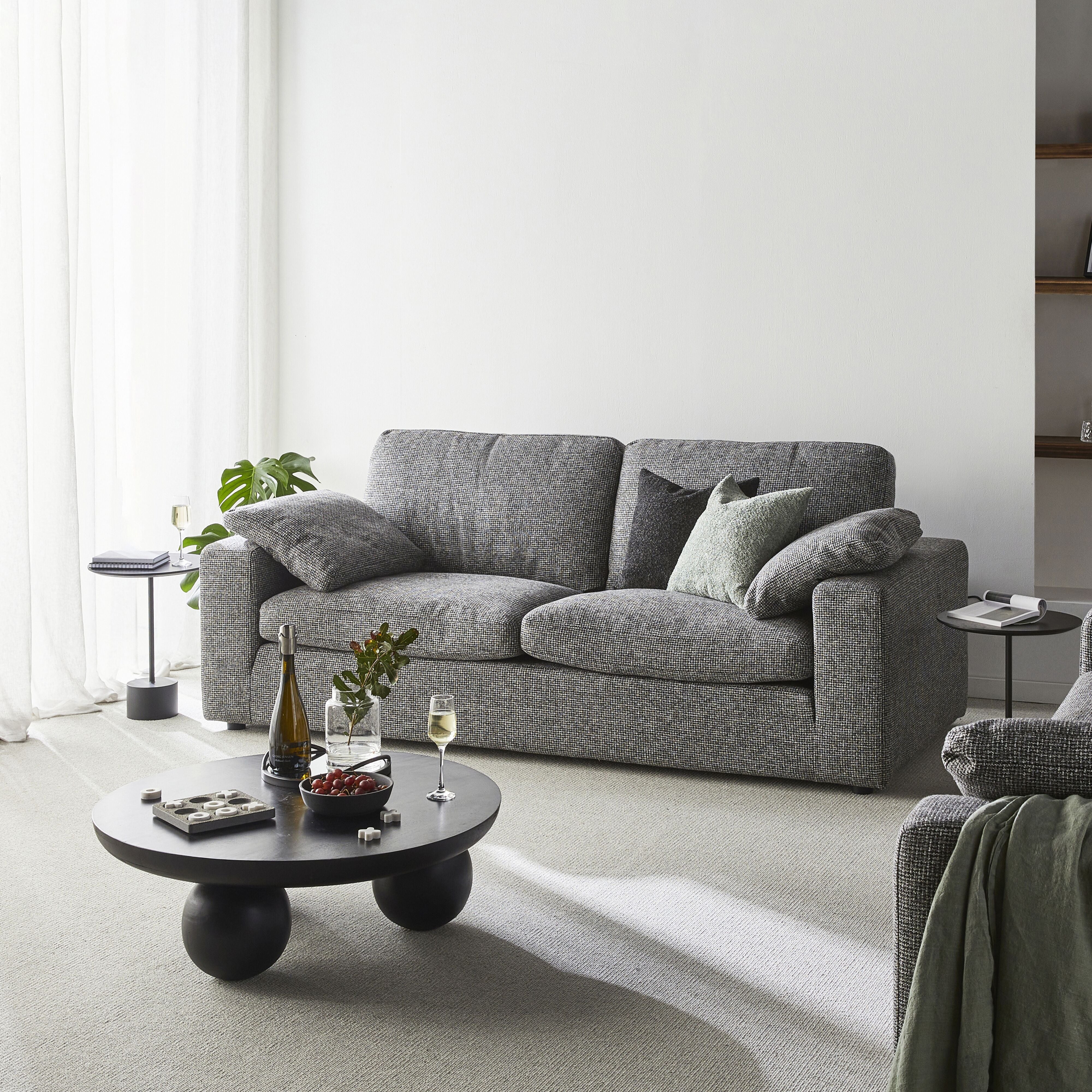 Blakely 3-Seater Sofa with Asher Steel Frame - Modern Living Room Furniture for Small Spaces & Apartments