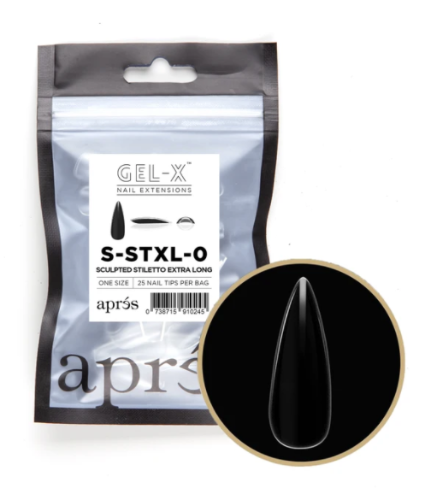 Apres Sculpted Gel X Extra Long Stiletto Tips - 25pc Professional Fake Nails for Salon & DIY Manicure - Perfect for Parties, Weddings & Special Occasions
