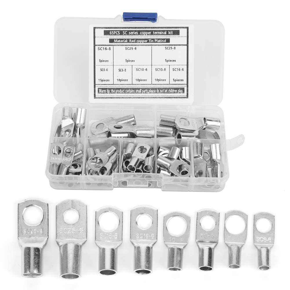 Copper SC Ring Terminals - Tin-Plated Electrical Connectors for Solar Panels, Home Wiring & Distribution Boxes | Durable Hardware Supplies for Electrical Connections | Perfect for DIY Projects, Automotive Wiring & Renewable Energy Systems