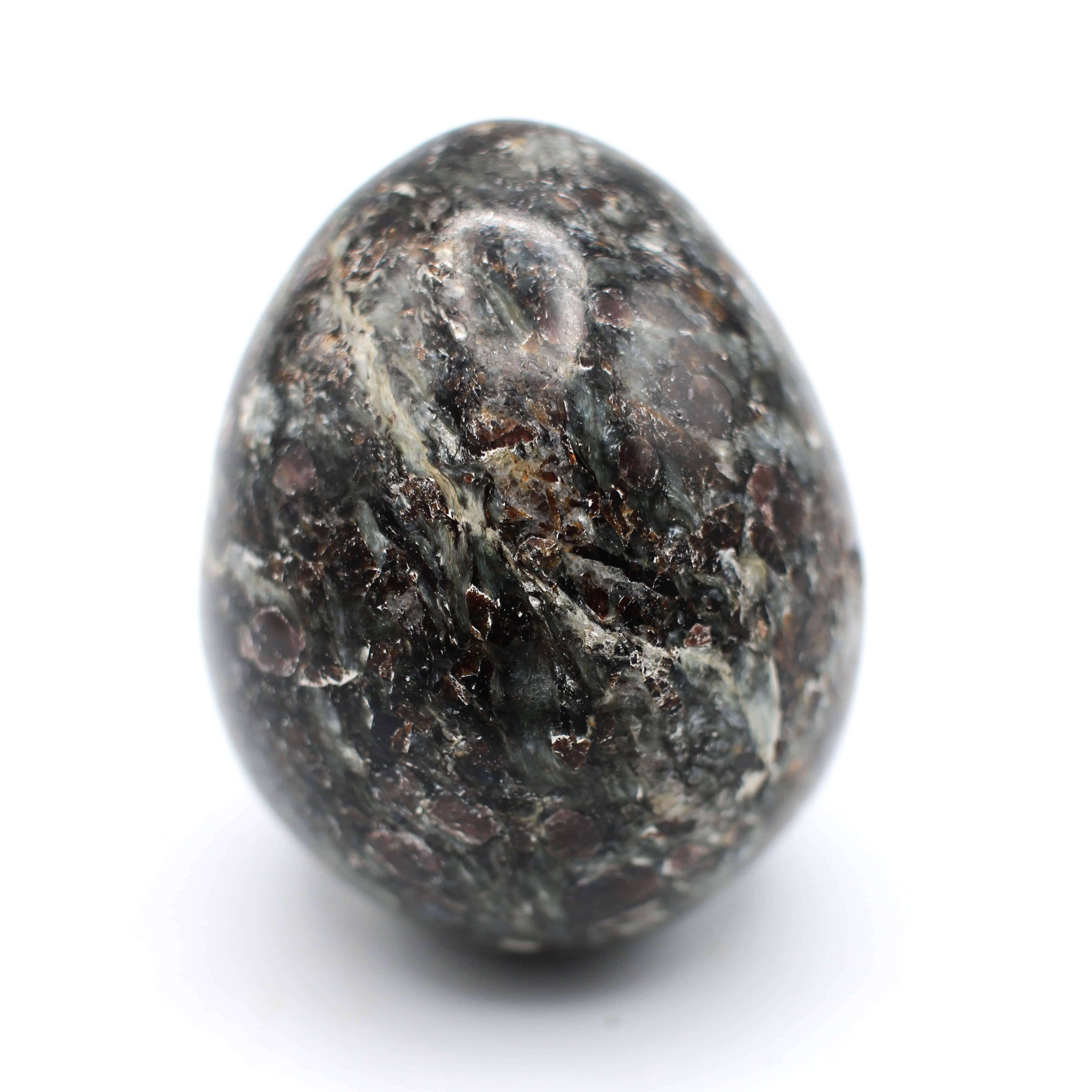 Natural Canadian Staurolite Garnet Mica Schist Egg - Healing Crystal for Meditation, Reiki & Spiritual Growth - Perfect for Home Decor & Gift Giving