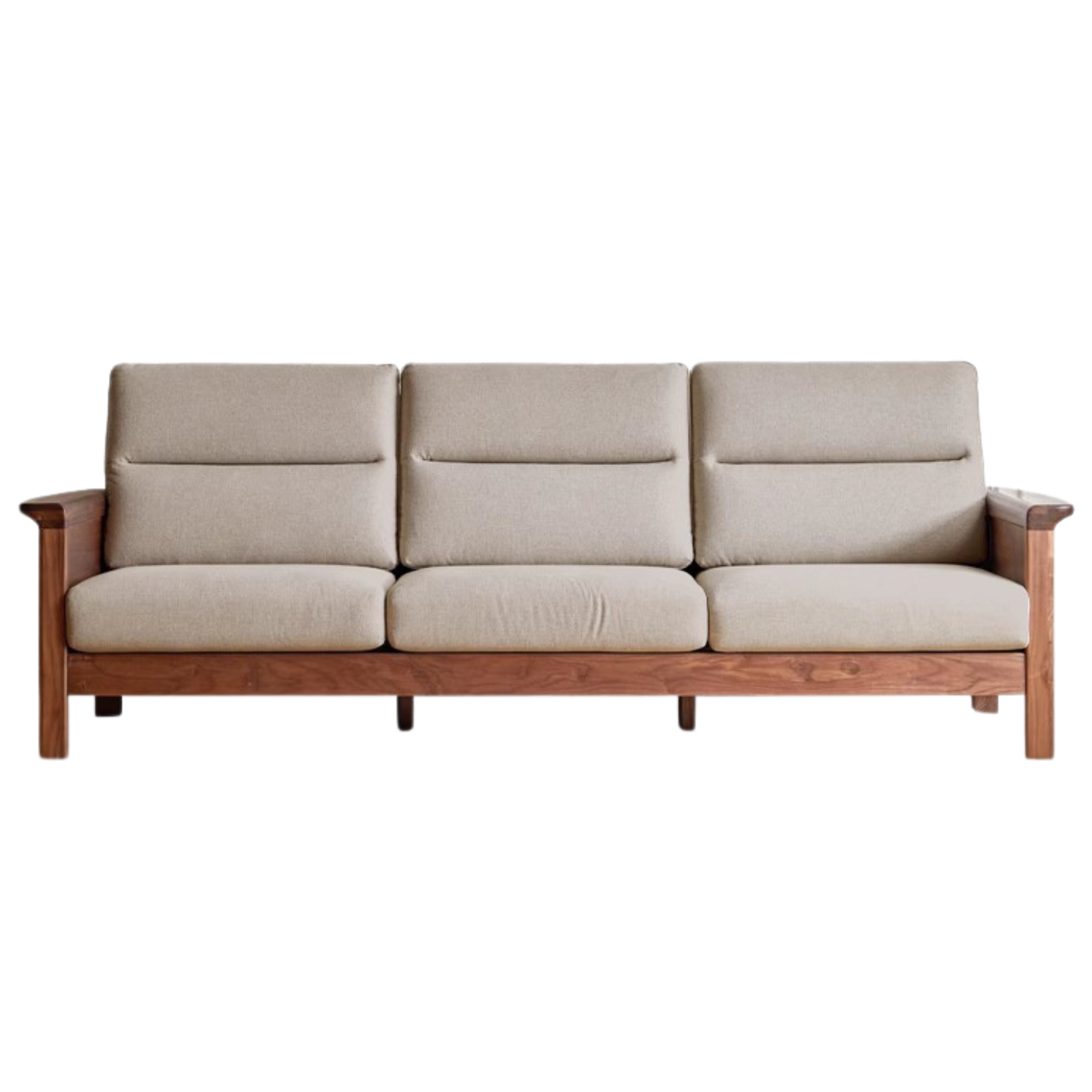 Premium Black Walnut Solid Wood Upholstered Fabric Sofa - Modern Living Room Furniture for Home & Office Comfort