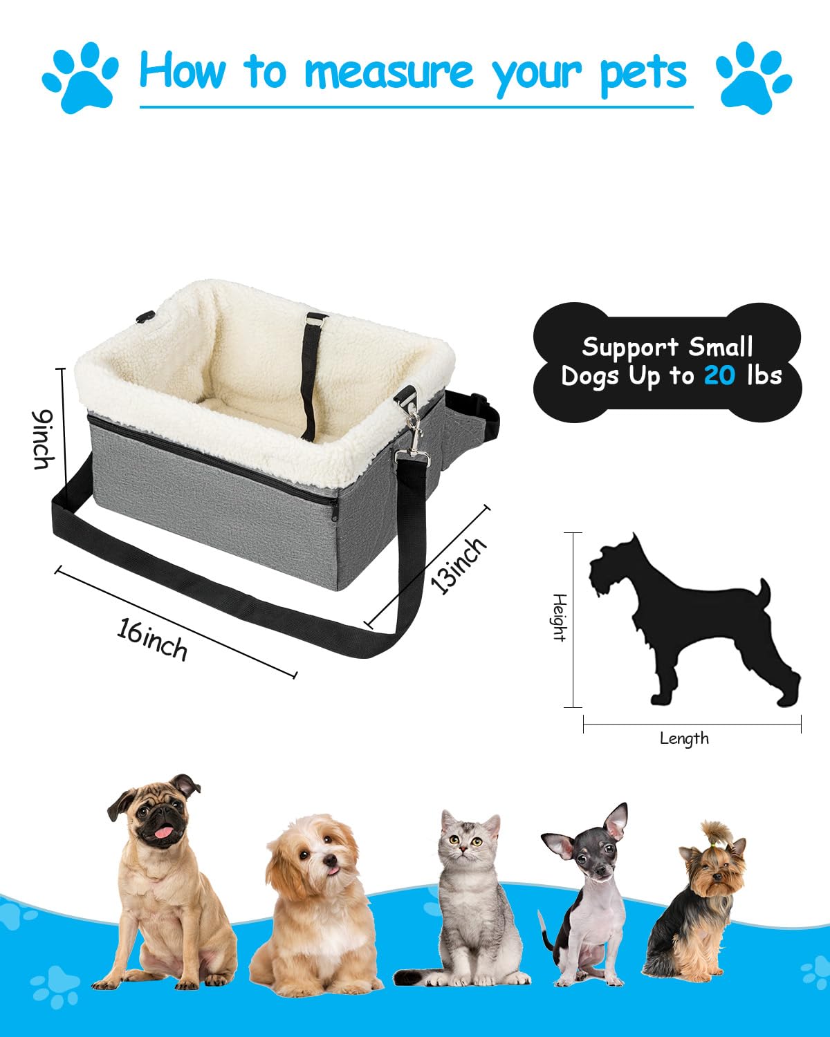 Premium Small Dog Car Booster Seat with Sturdy Metal Frame - Safe & Comfortable Pet Travel Solution for Puppies, Cats & Small Pets - Perfect for Road Trips, Vet Visits & Daily Commutes