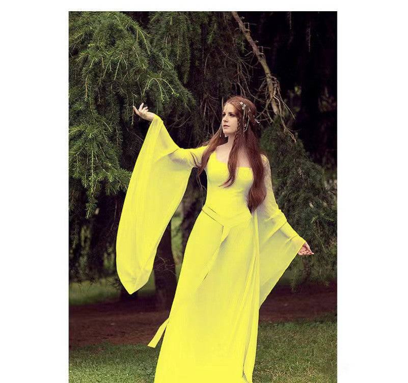 Halloween Women's Costume Long Dress - Elegant Gothic Performance Gown for Parties, Cosplay & Stage Shows