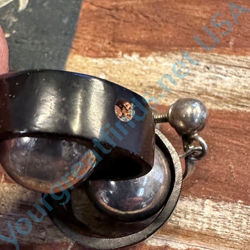 925 Sterling Silver Orb & Horn Ring Earrings Screw Back for Women | Boho Chic Jewelry for Everyday Wear & Special Occasions