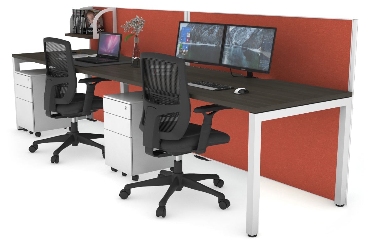 Horizon Quadro 2 Person Office Workstation with Square Legs - 1400L x 800W Dimensions, Cable Management Scallop - Perfect for Shared Workspaces & Collaborative Office Environments