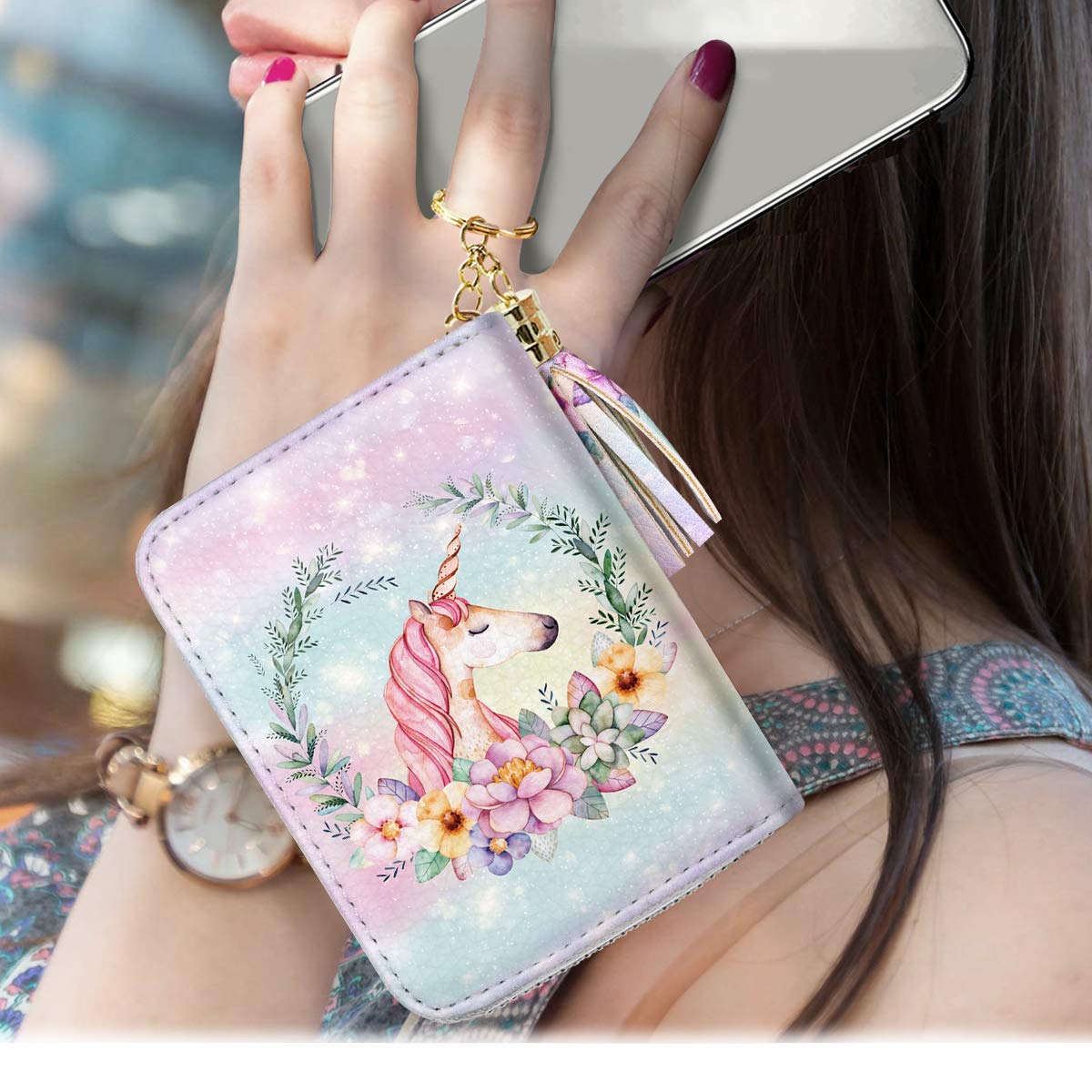Stylish RFID Blocking Glitter Credit Card Holder for Women - Compact & Secure Small Wallet for Credit Cards, ID & Cash - Perfect for Everyday Use, Travel & Gifting