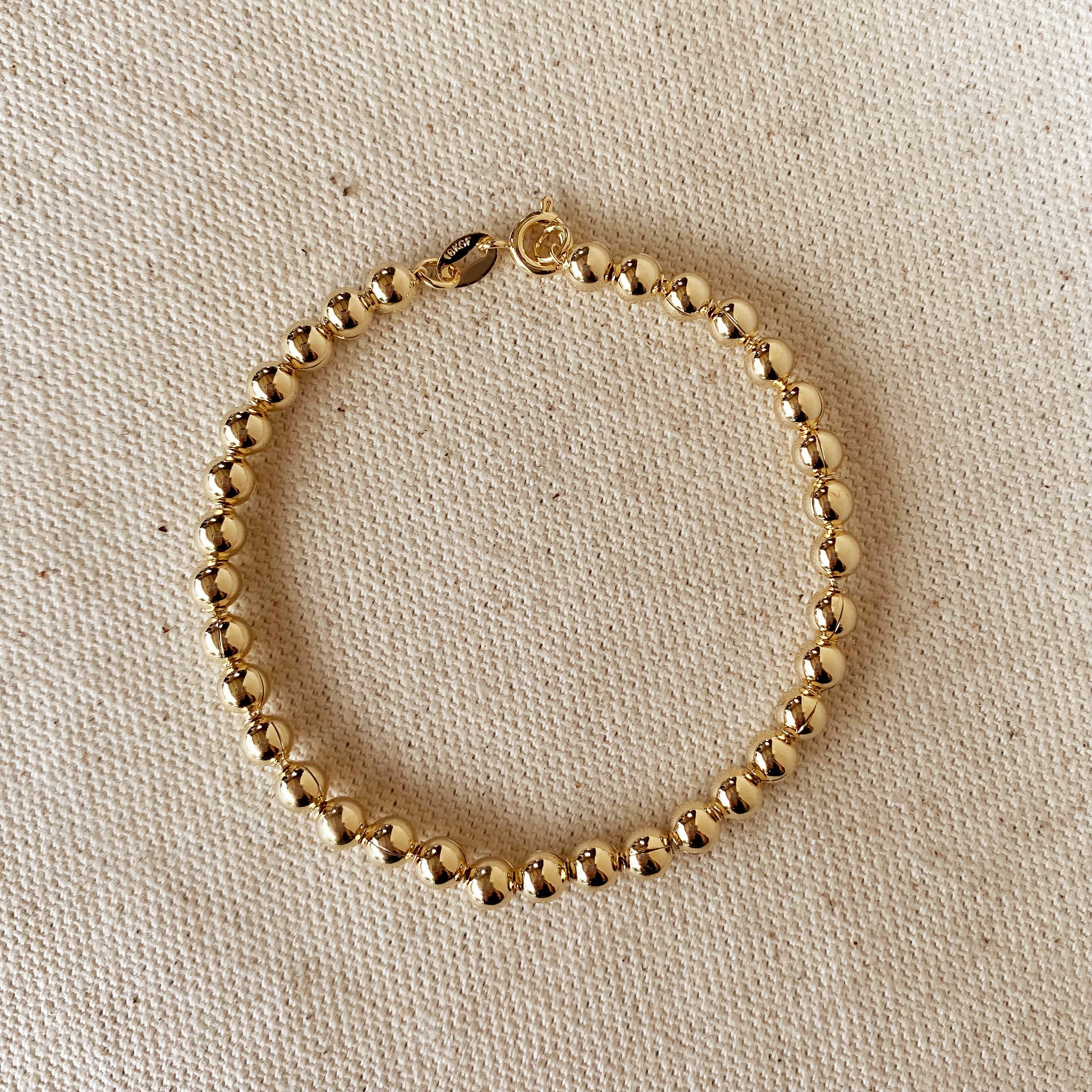 18K Gold Filled 4.5mm Beaded Bracelet for Women - Elegant Stackable Jewelry for Everyday Wear, Gifts & Special Occasions
