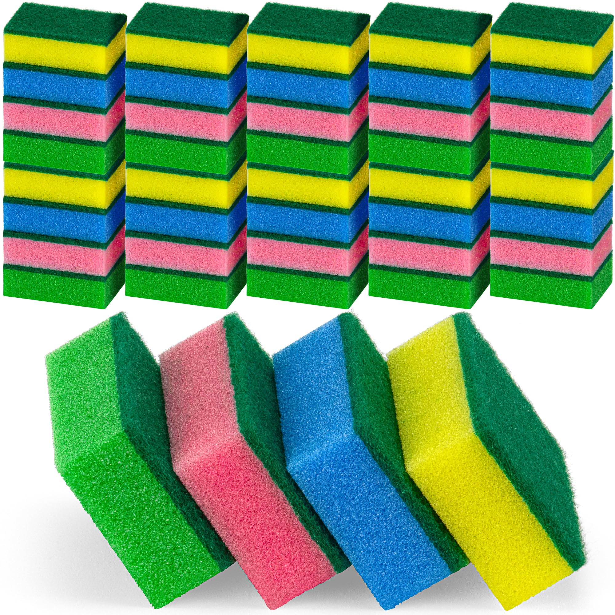 **Dual-Sided Heavy Duty Kitchen Sponges - 40 Pack Non-Scratch Cleaning Scrub Sponges for Dishes, Household, Bathroom & Car Wash - Multicolor | Perfect for Deep Cleaning & Stain Removal**