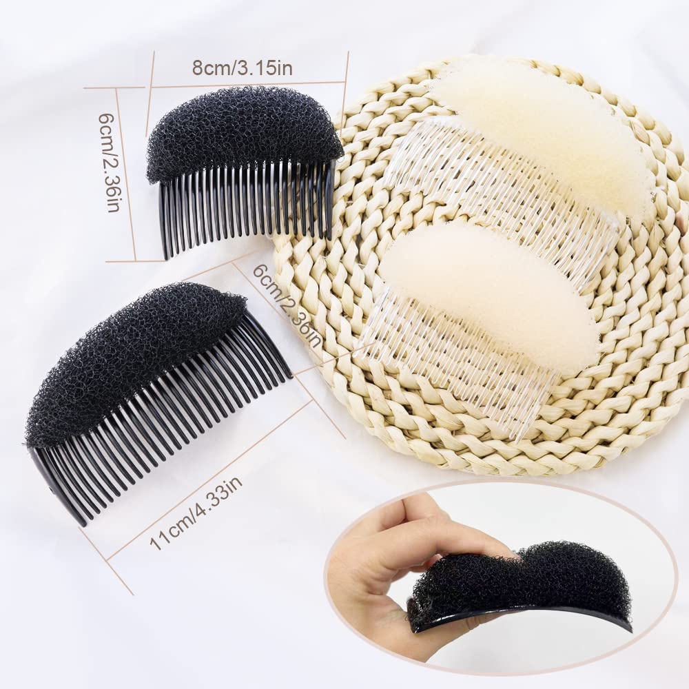 RAAYA Hair Volumizer Puff Maker - 2PCS Hair Insert Accessories for Women (Red) - Perfect for Adding Volume & Creating Stylish Updos, Ponytails & Party Hairstyles